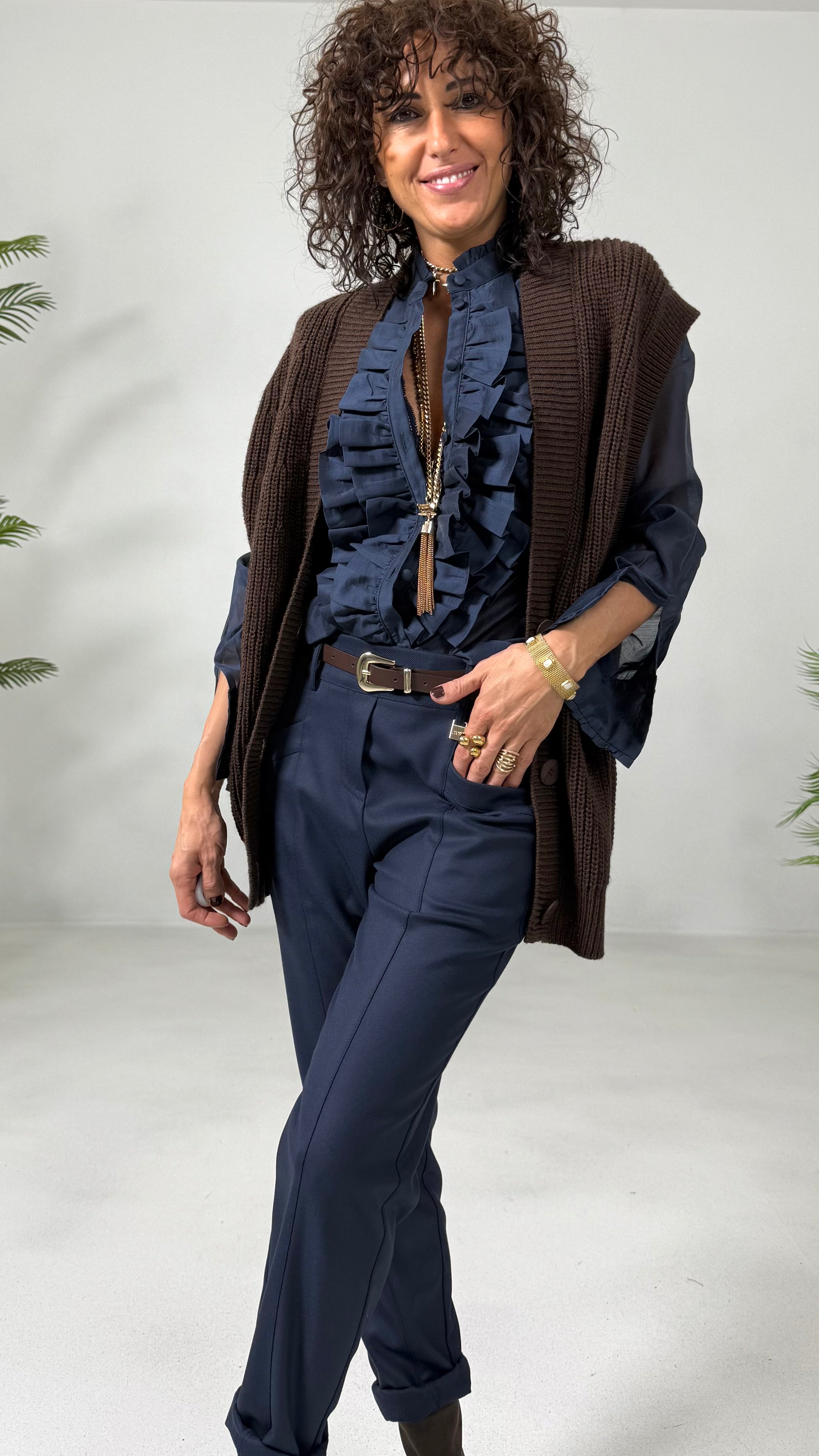 GILET LUNGO IN MISTO LANA E ALPACA