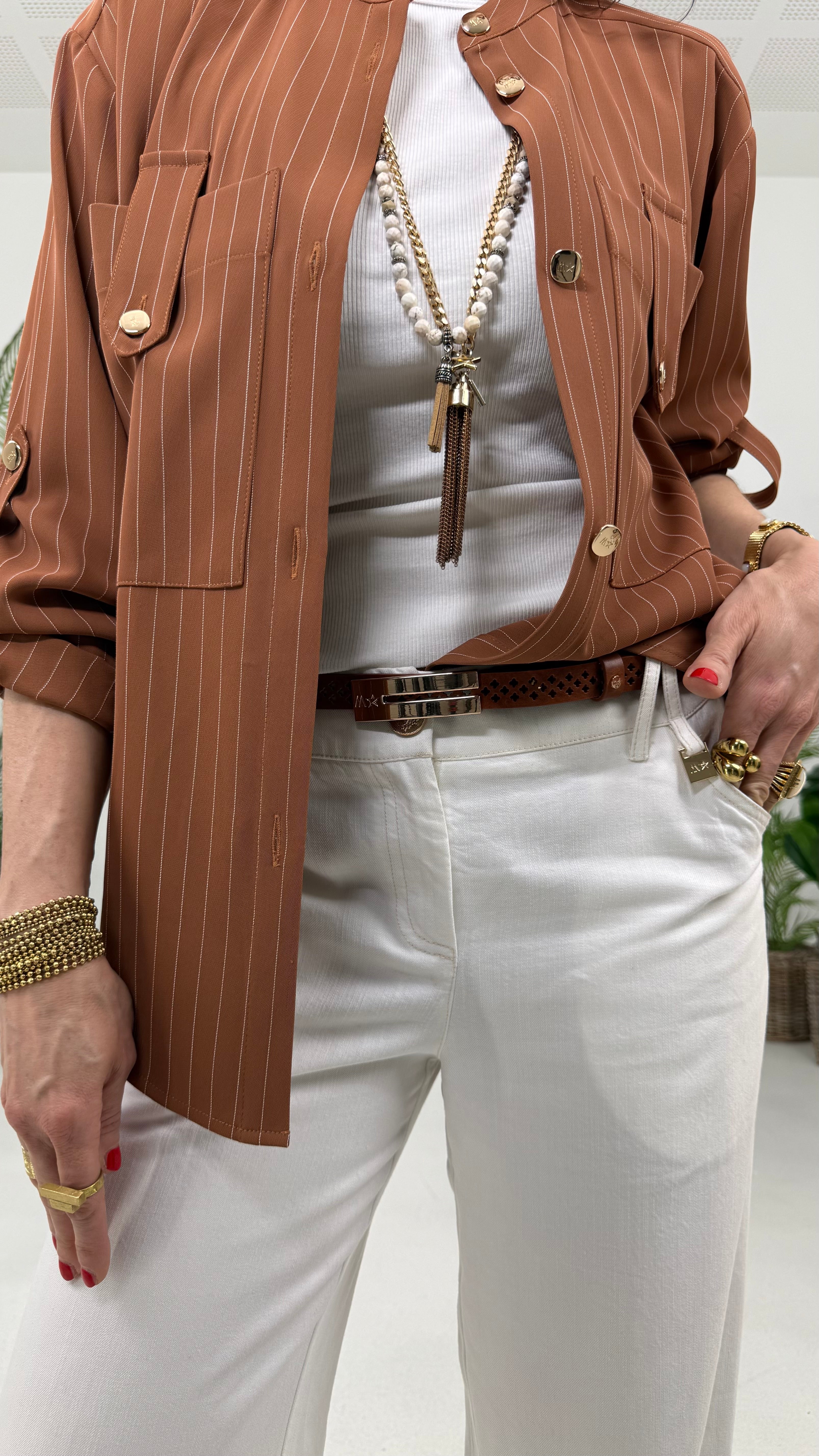 CAMICIA GESSATO IN CADY FLUIDO