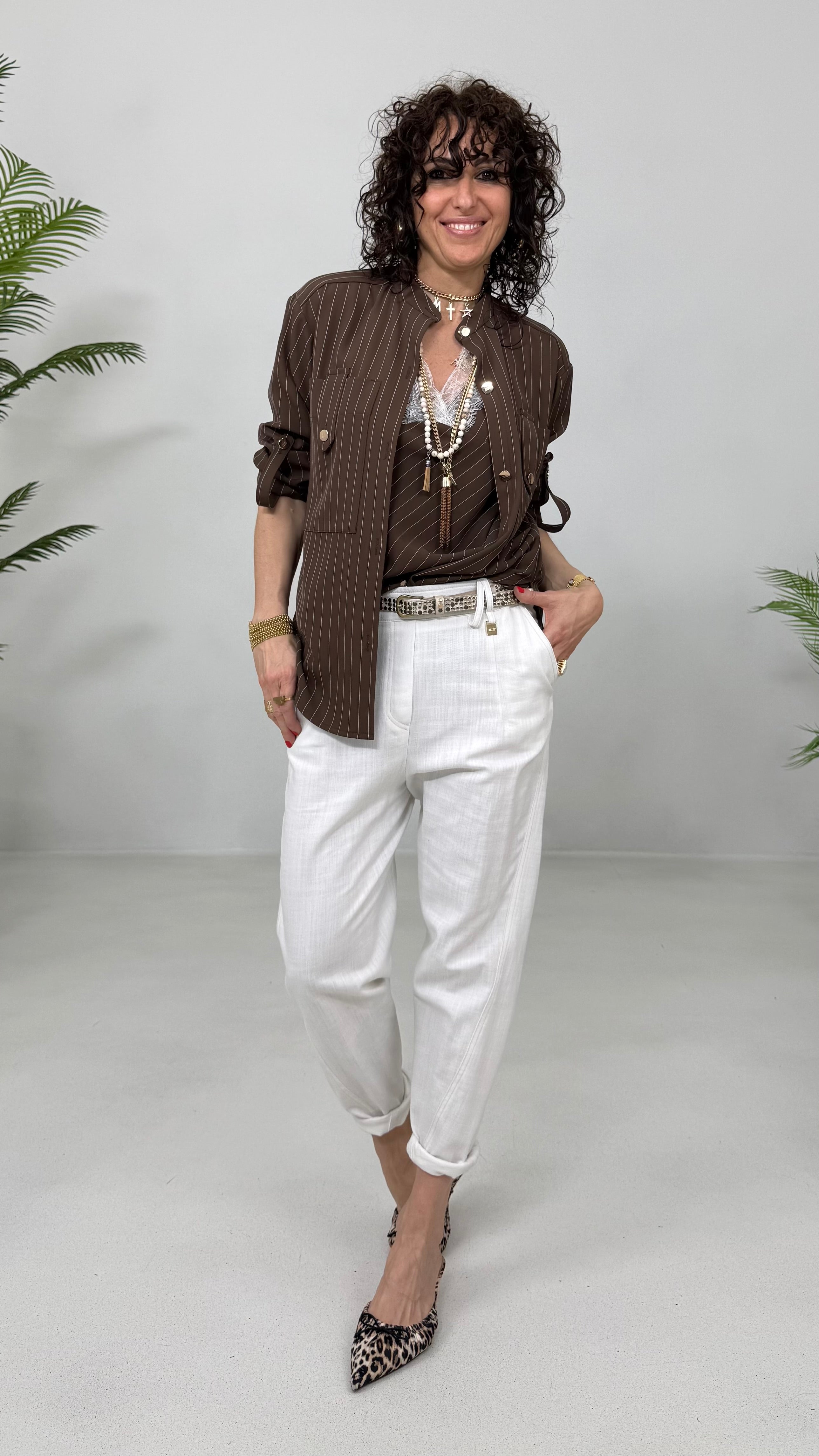 TOP GESSATO IN CADY FLUIDO CON PIZZO