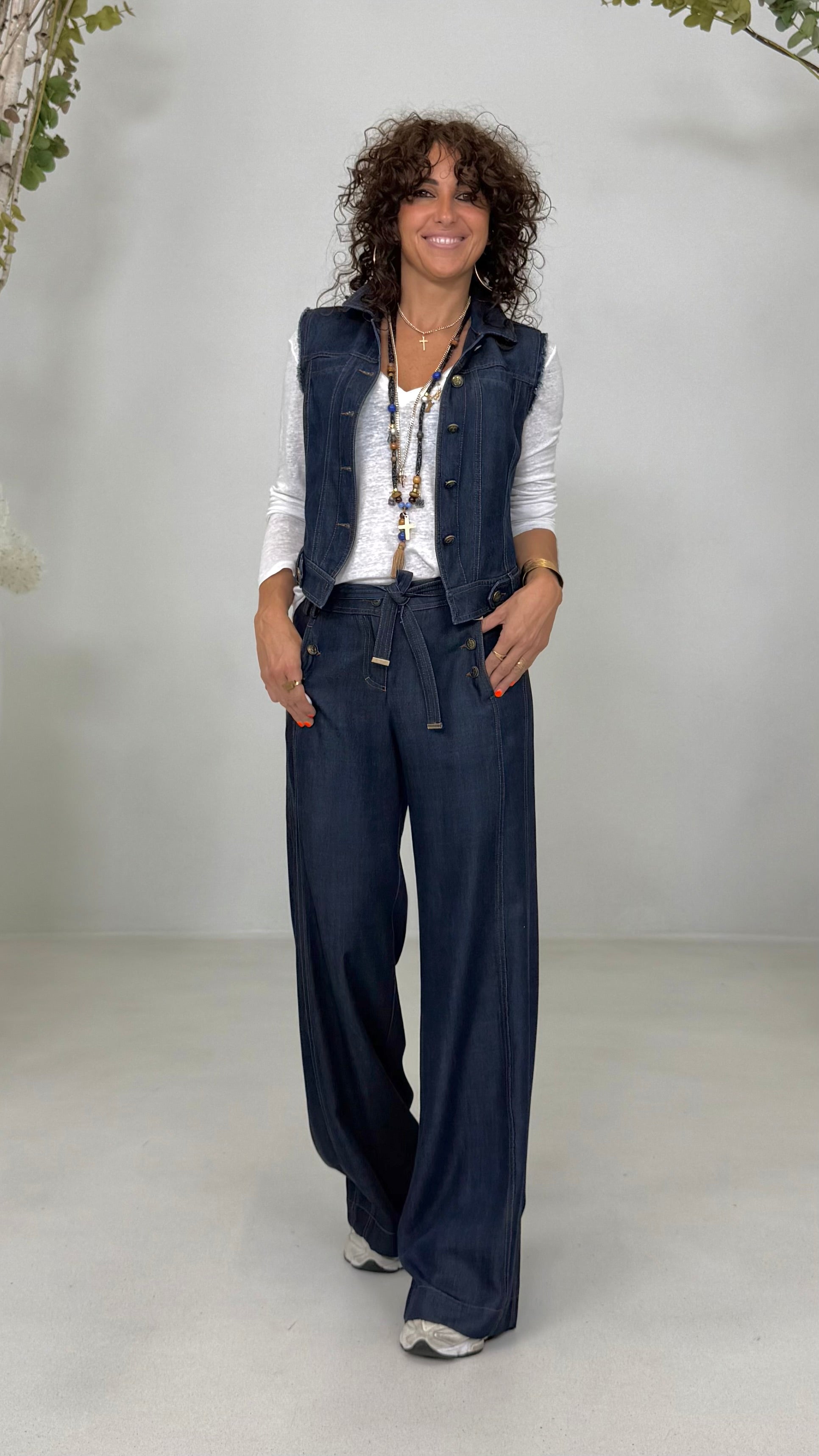 PALAZZO IN JEANS LYOCELL CON CINTURA