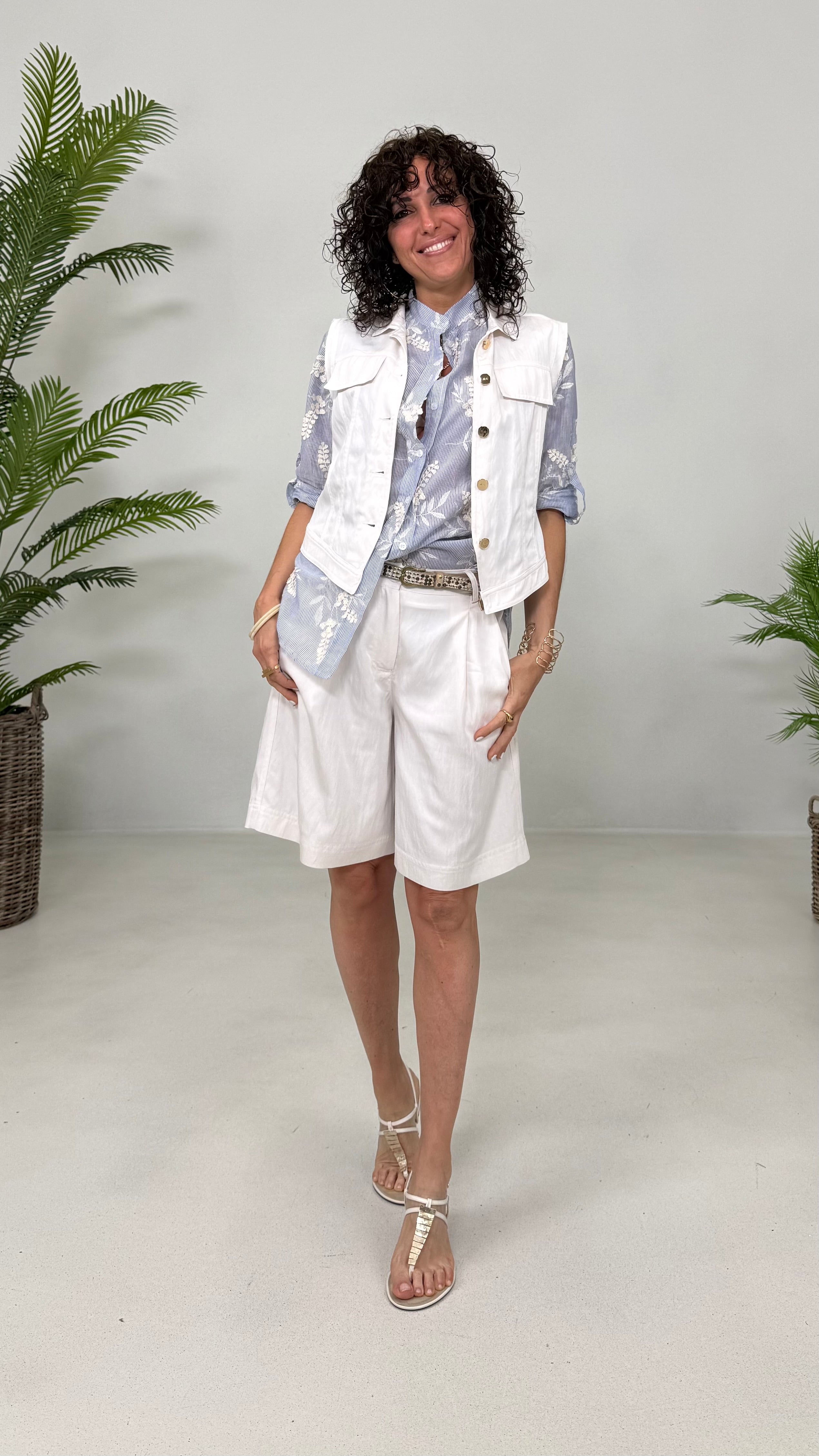 CAMICIA LINEA A UOMO IN MICRORIGA COTONE RICAMATO