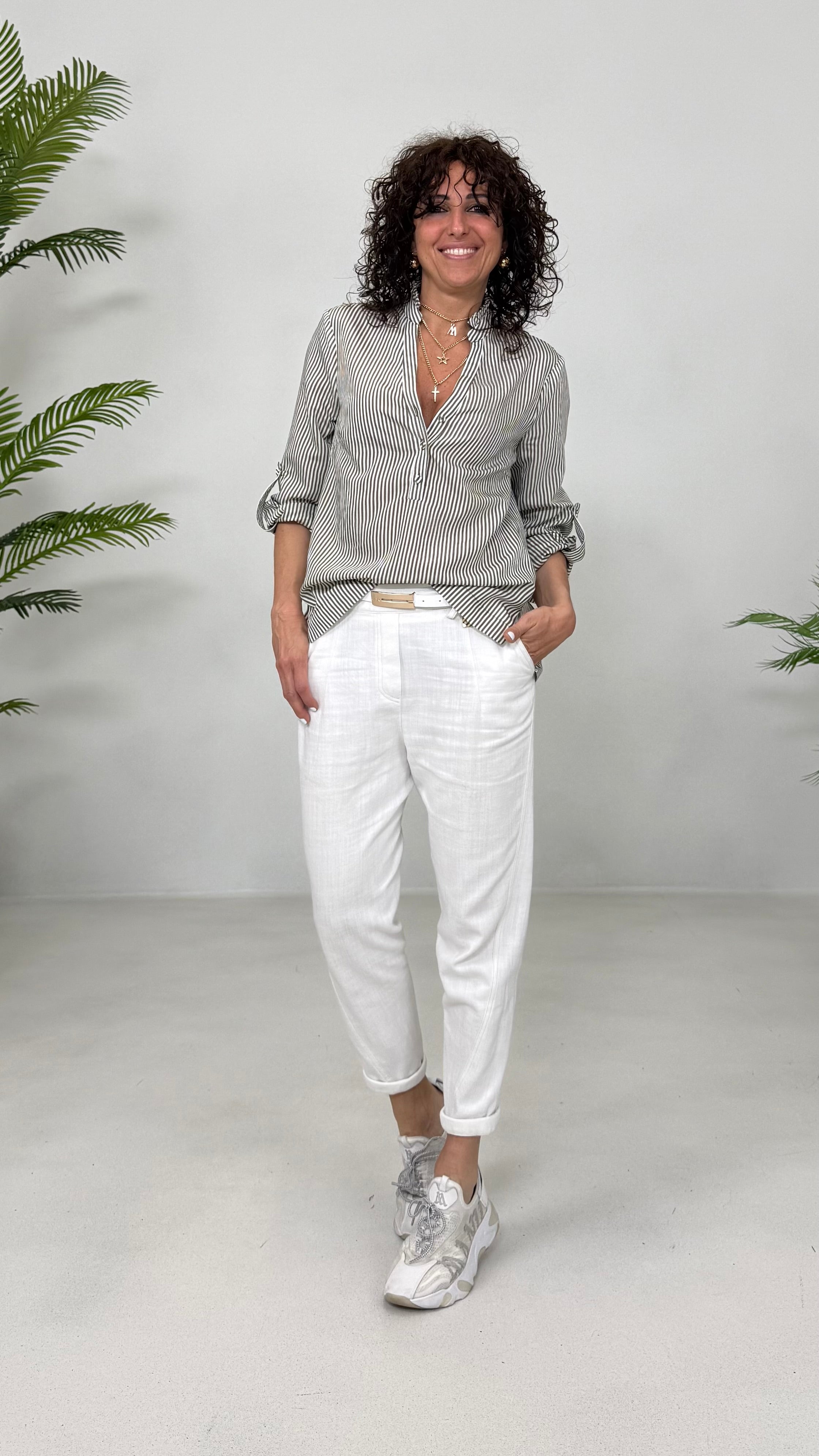 CAMICIA A RIGHE LINEA A TRAPEZIO