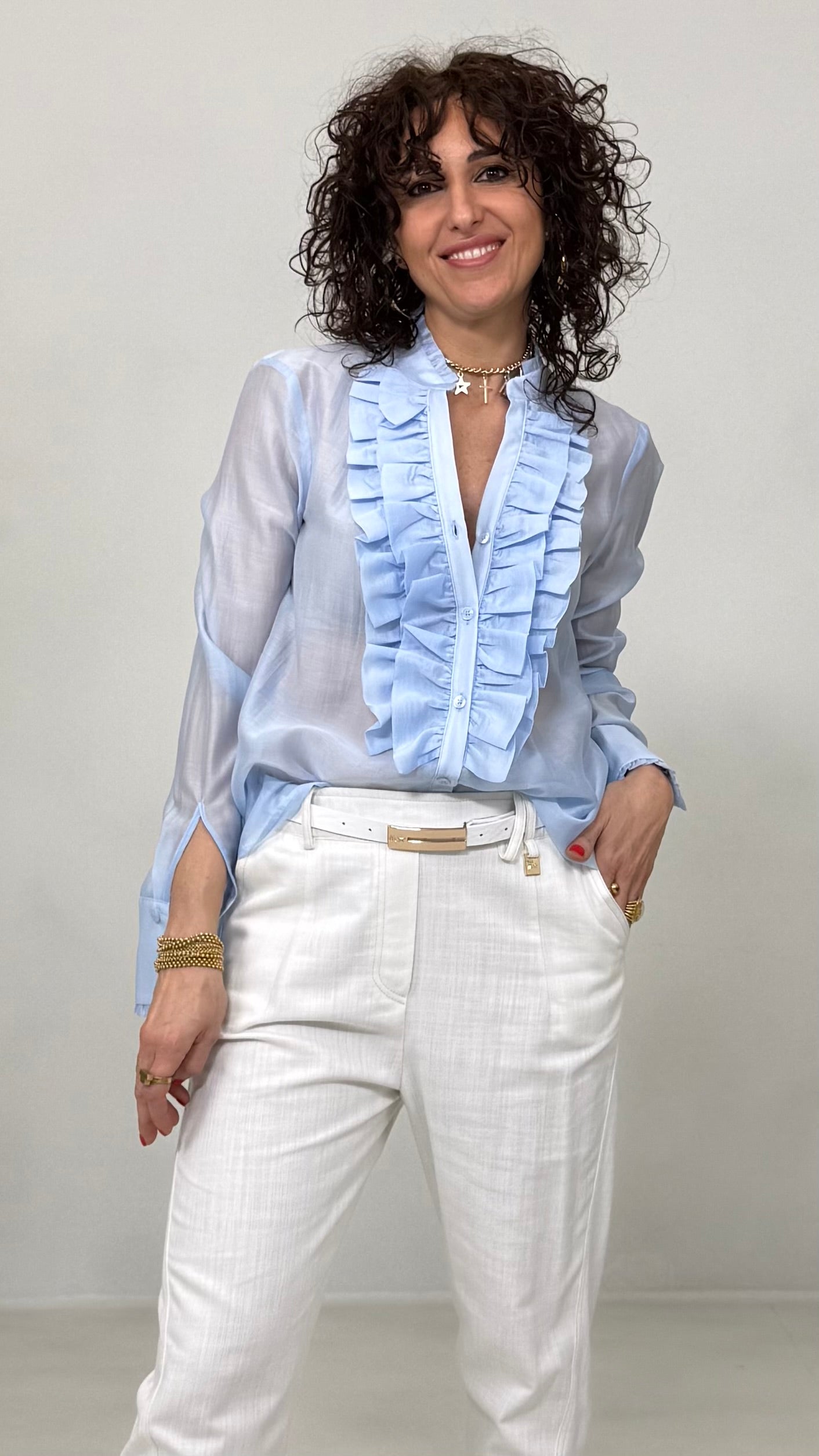 CAMICIA DOPPIA ROUCHES IN VOILE