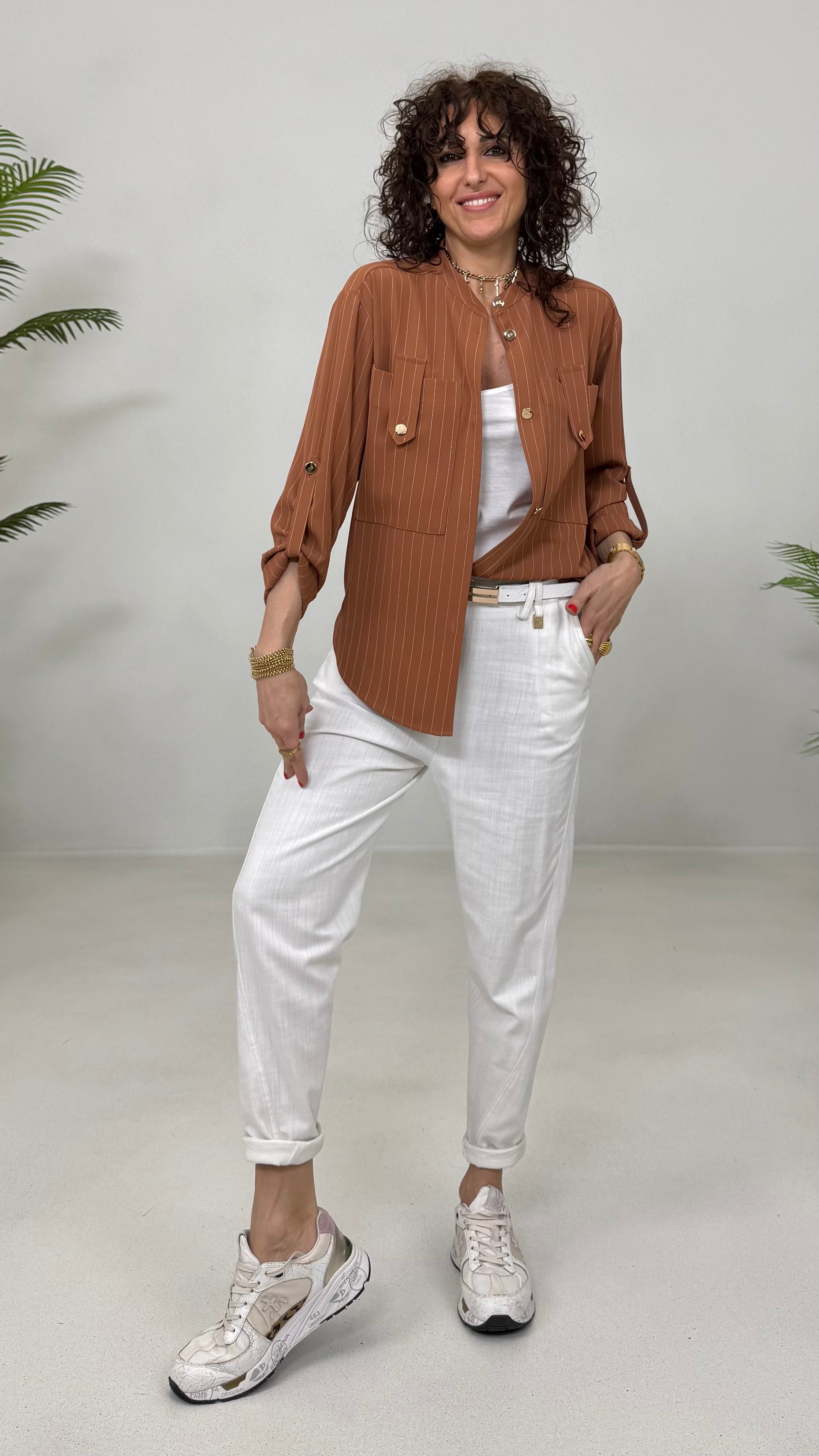 CAMICIA GESSATO IN CADY FLUIDO