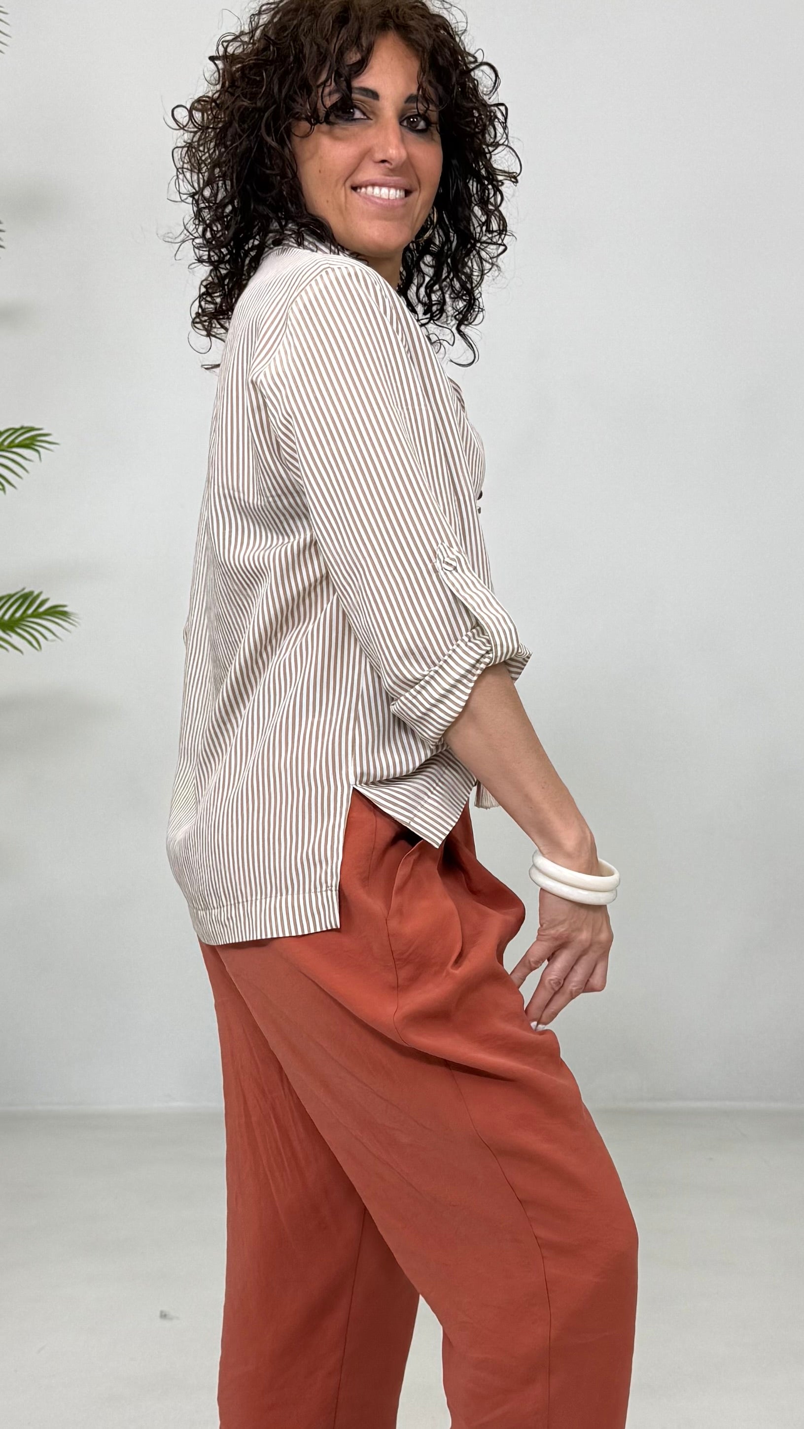 CAMICIA A RIGHE LINEA A TRAPEZIO