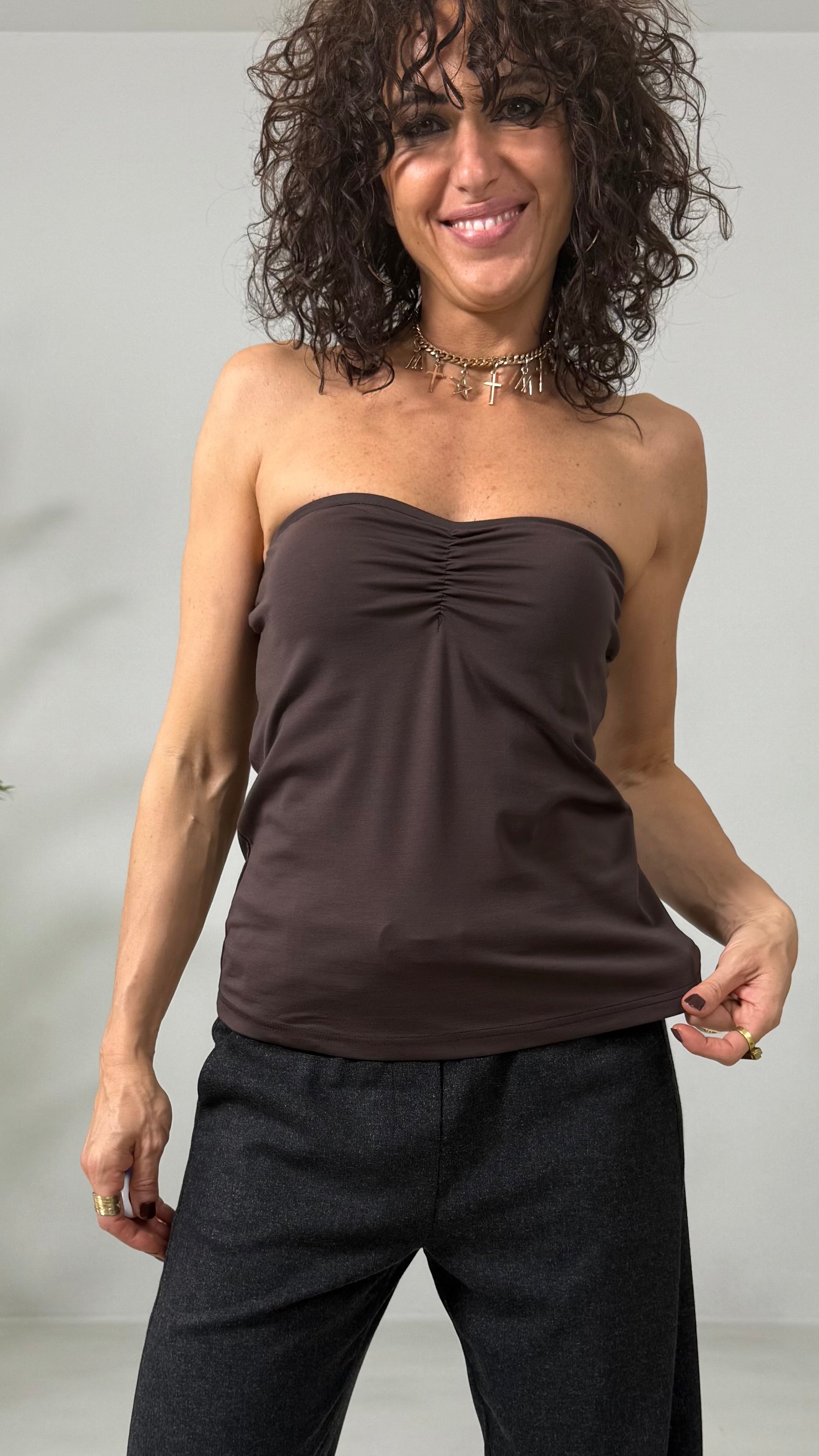 TWINSET CON LUPETTO IN PIZZO E TOP IN PUNTO MILANO LEGGERO
