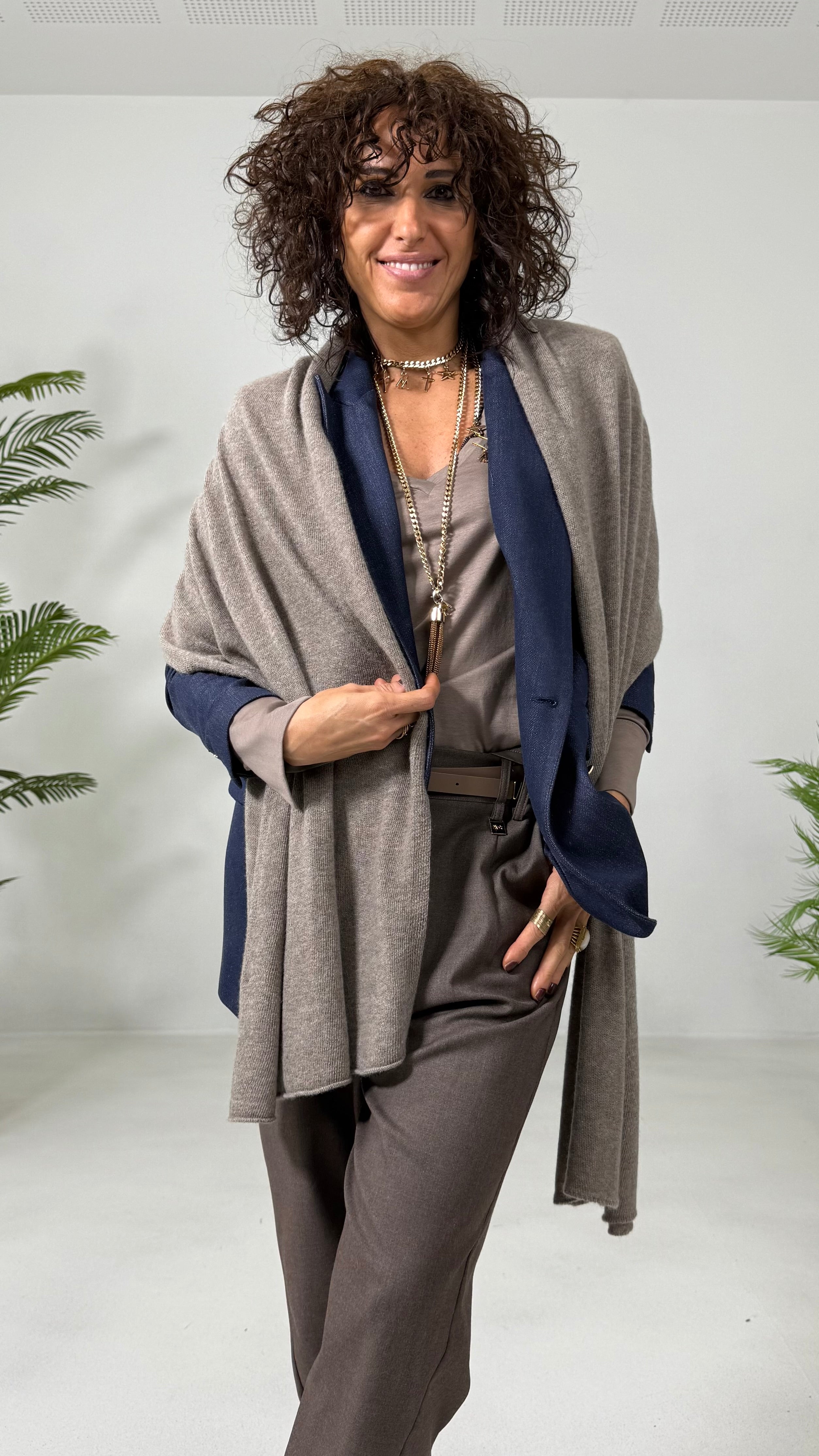 SCIARPA MANTELLA RETTANGOLARE IN MISTO CASHMERE