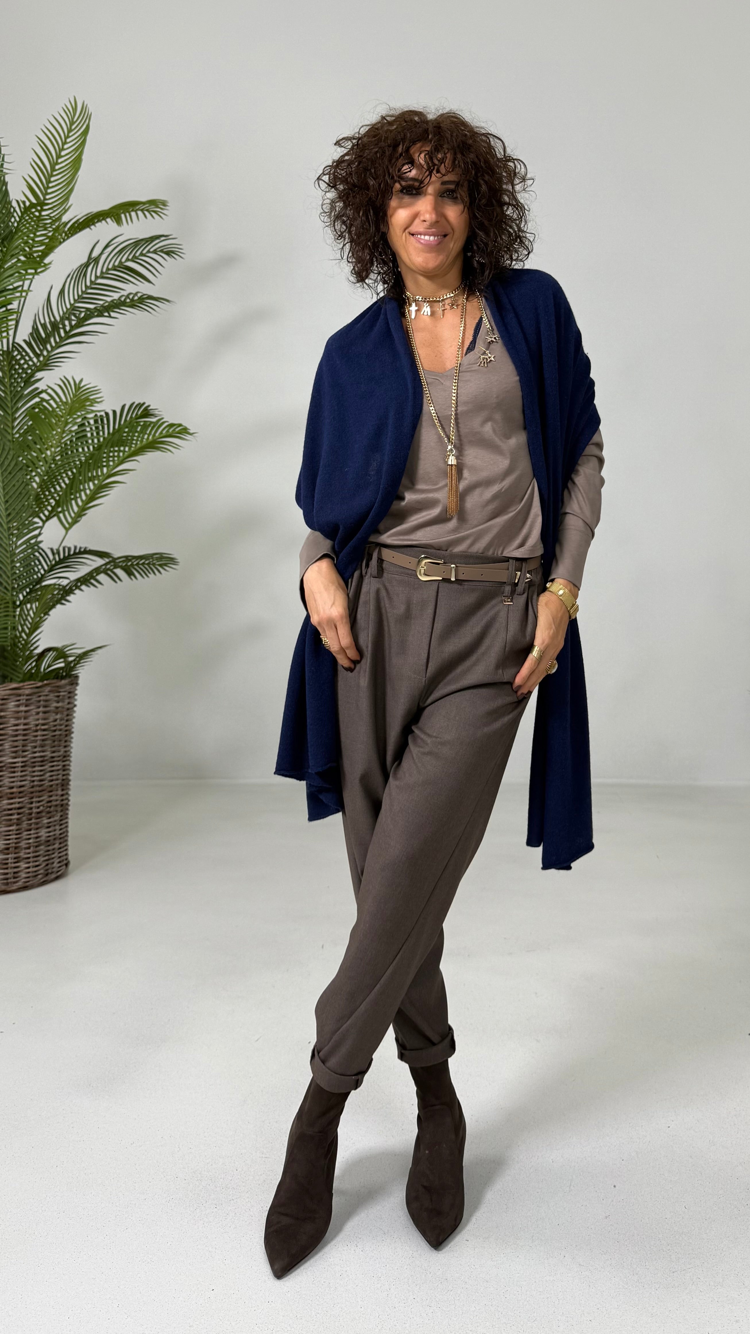 BAGGY CAVALLO BASSO IN FLANELLA PETTINATA