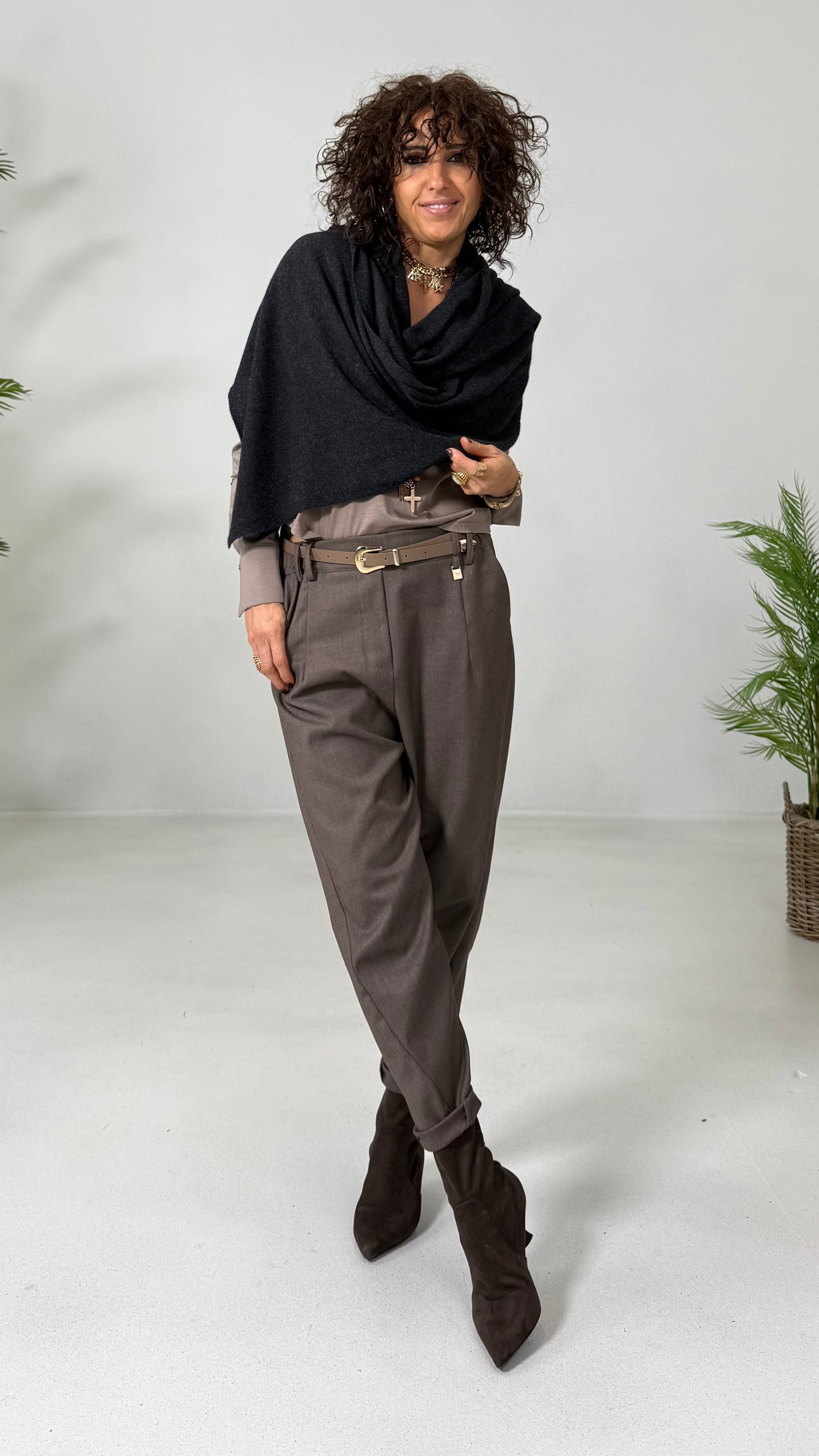 BAGGY CAVALLO BASSO IN FLANELLA PETTINATA