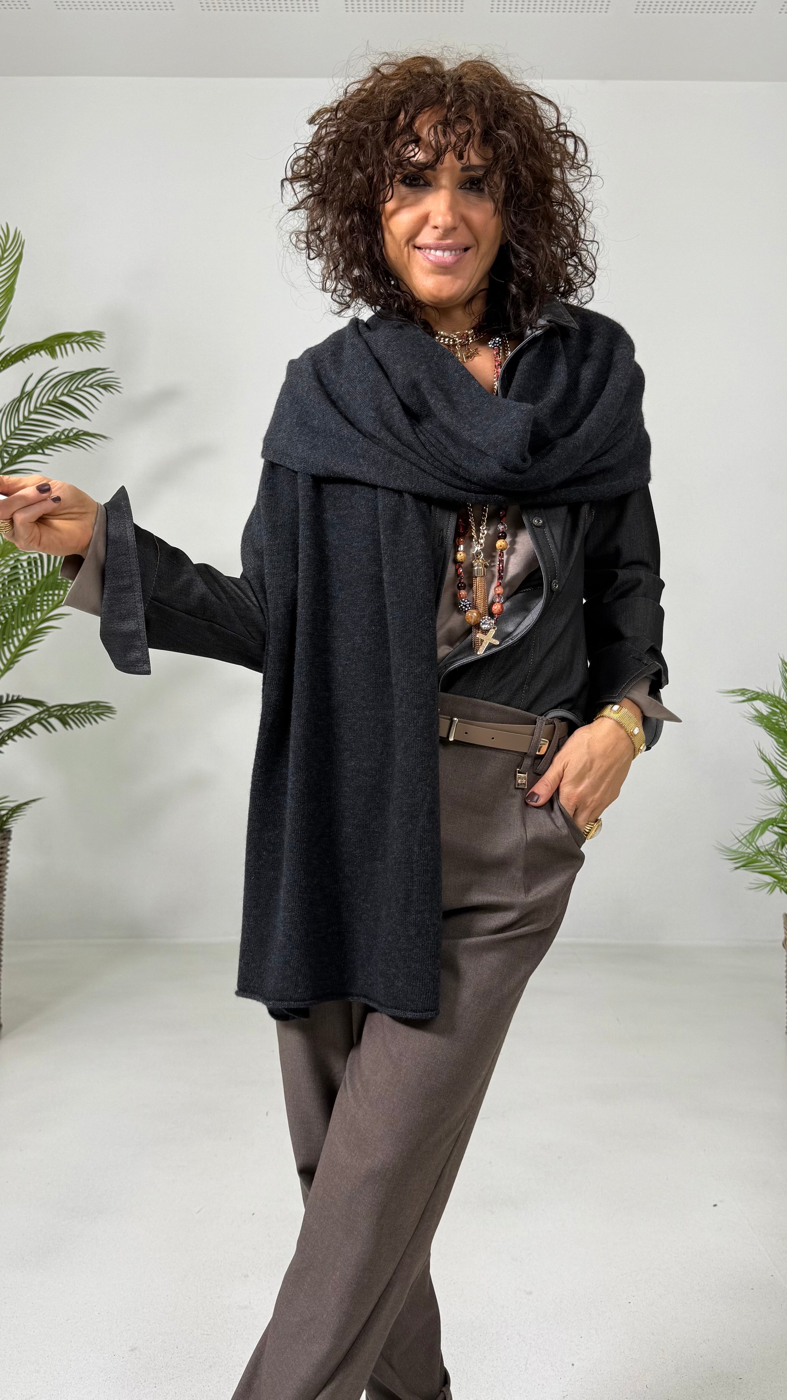 SCIARPA MANTELLA RETTANGOLARE IN MISTO CASHMERE