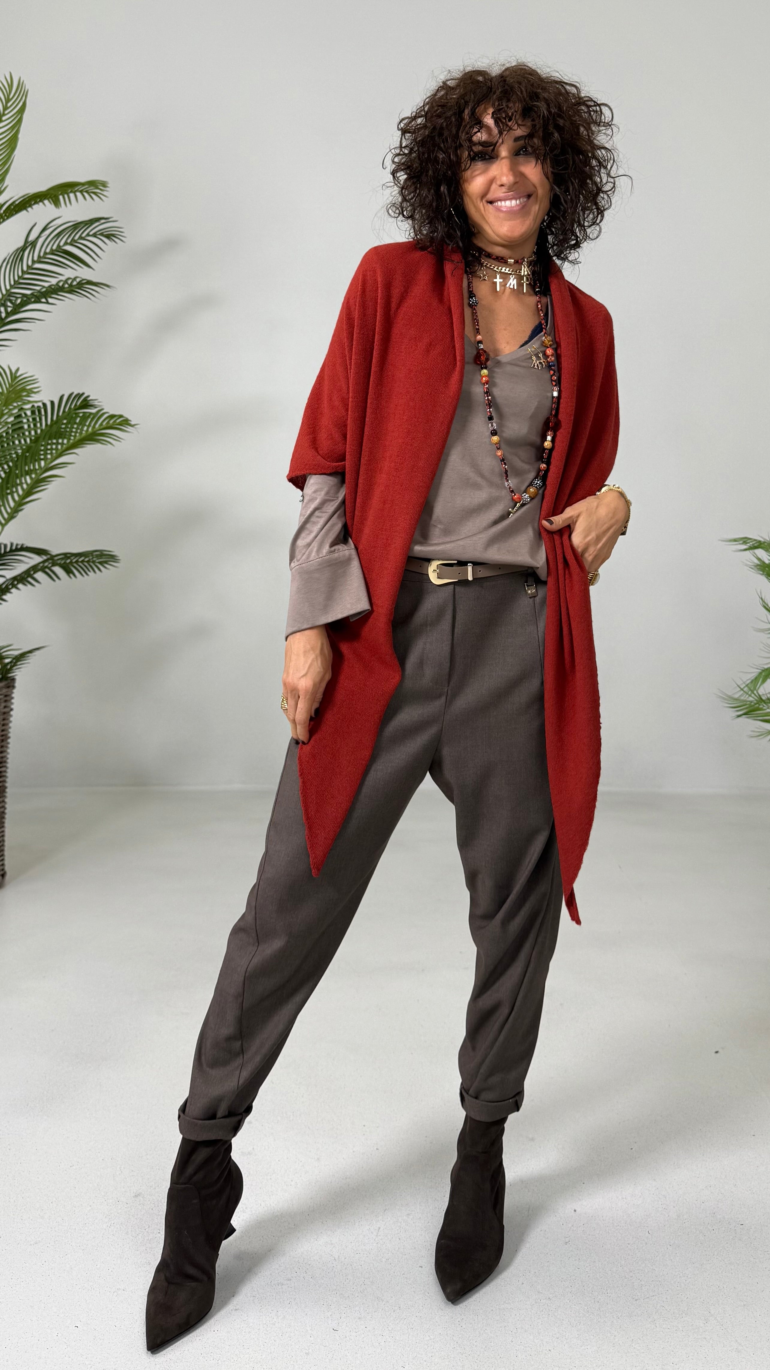 SCIARPA MANTELLA TRIANGOLARE IN MISTO CASHMERE