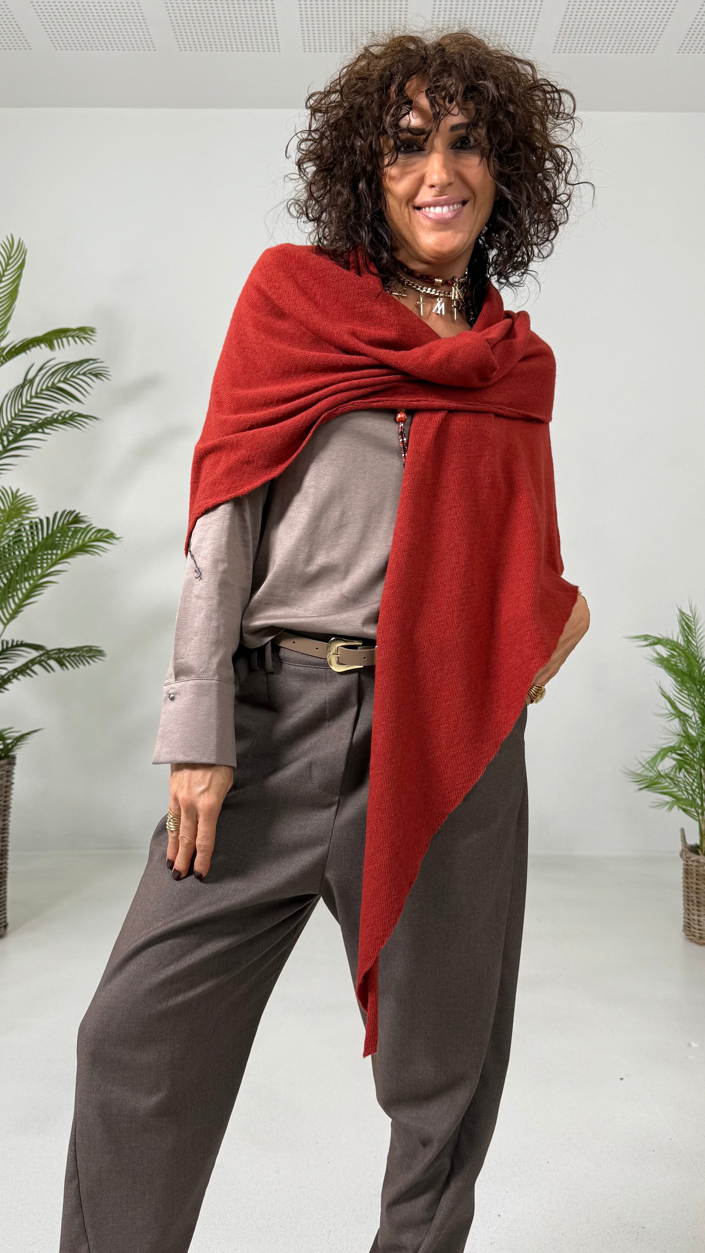 SCIARPA MANTELLA TRIANGOLARE IN MISTO CASHMERE