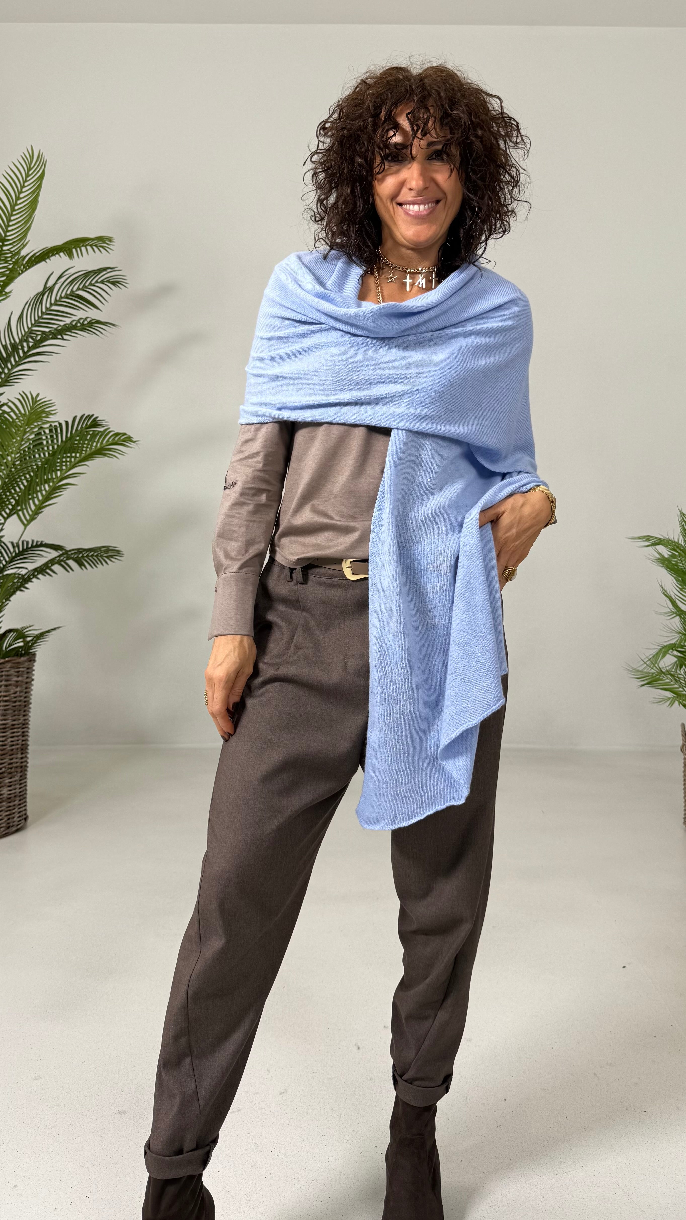 SCIARPA MANTELLA RETTANGOLARE IN MISTO CASHMERE