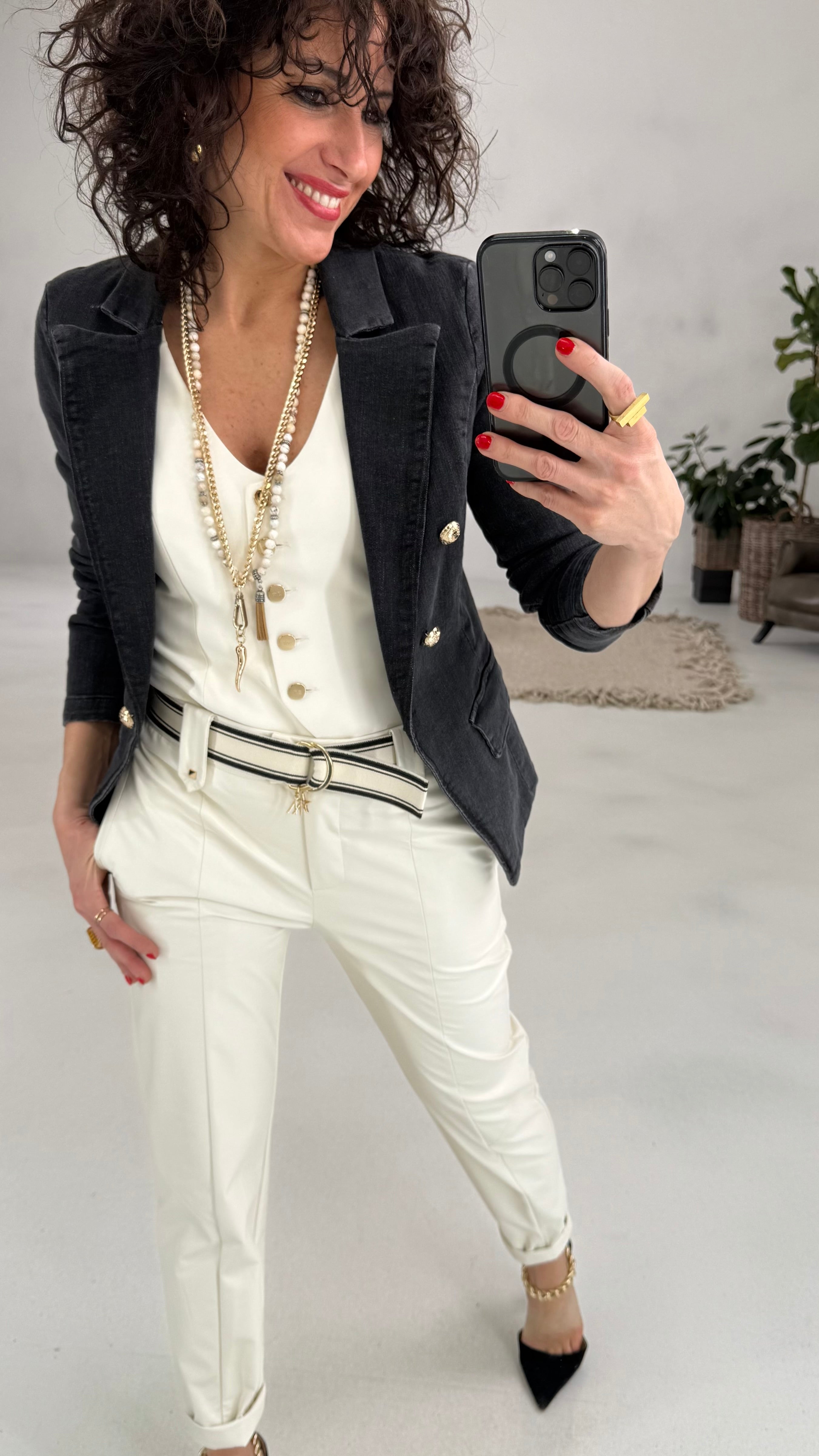 505 P25 AVORIO GILET CON SCOLLO AMERICANA IN CADY