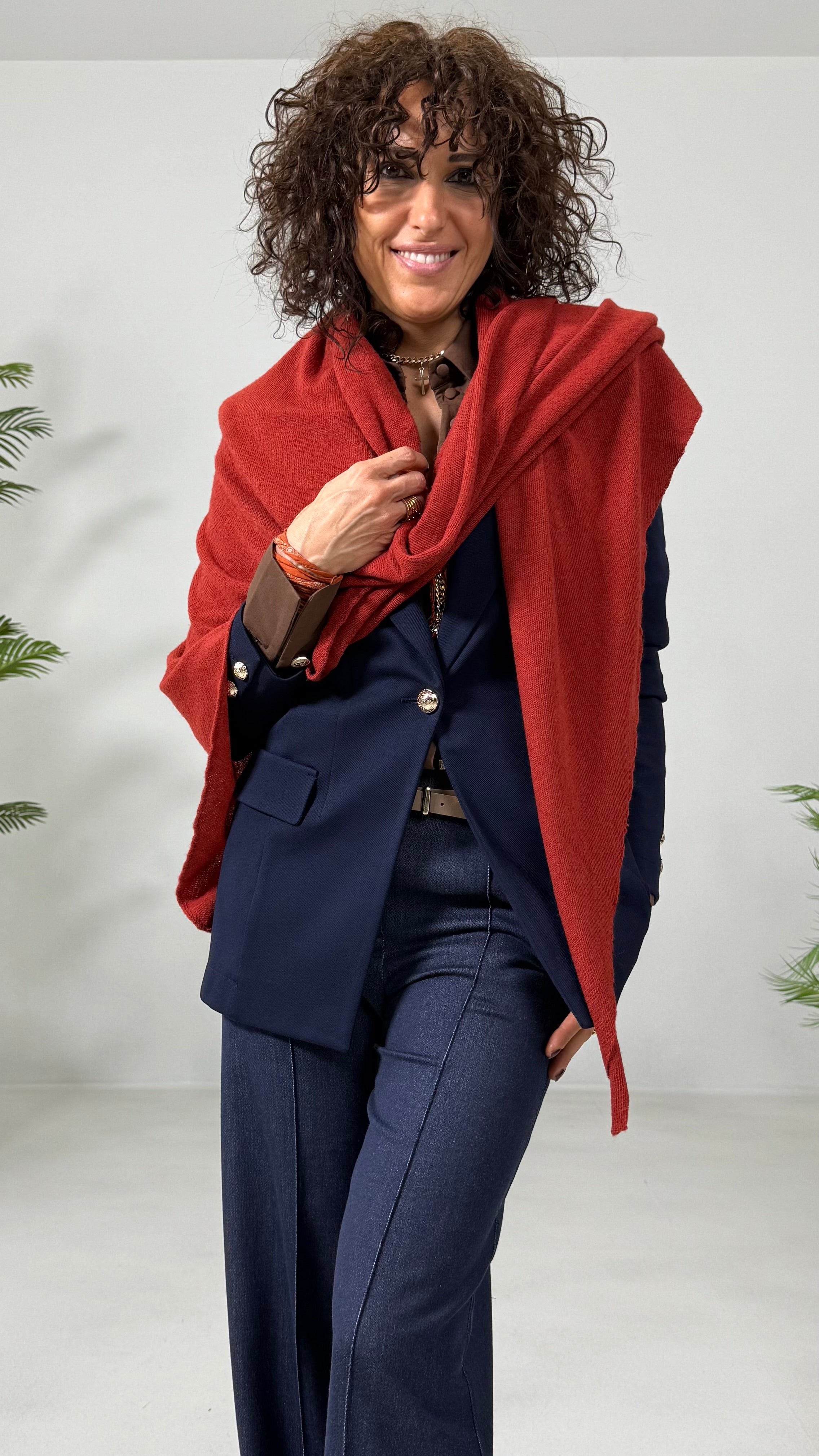 SCIARPA MANTELLA TRIANGOLARE IN MISTO CASHMERE
