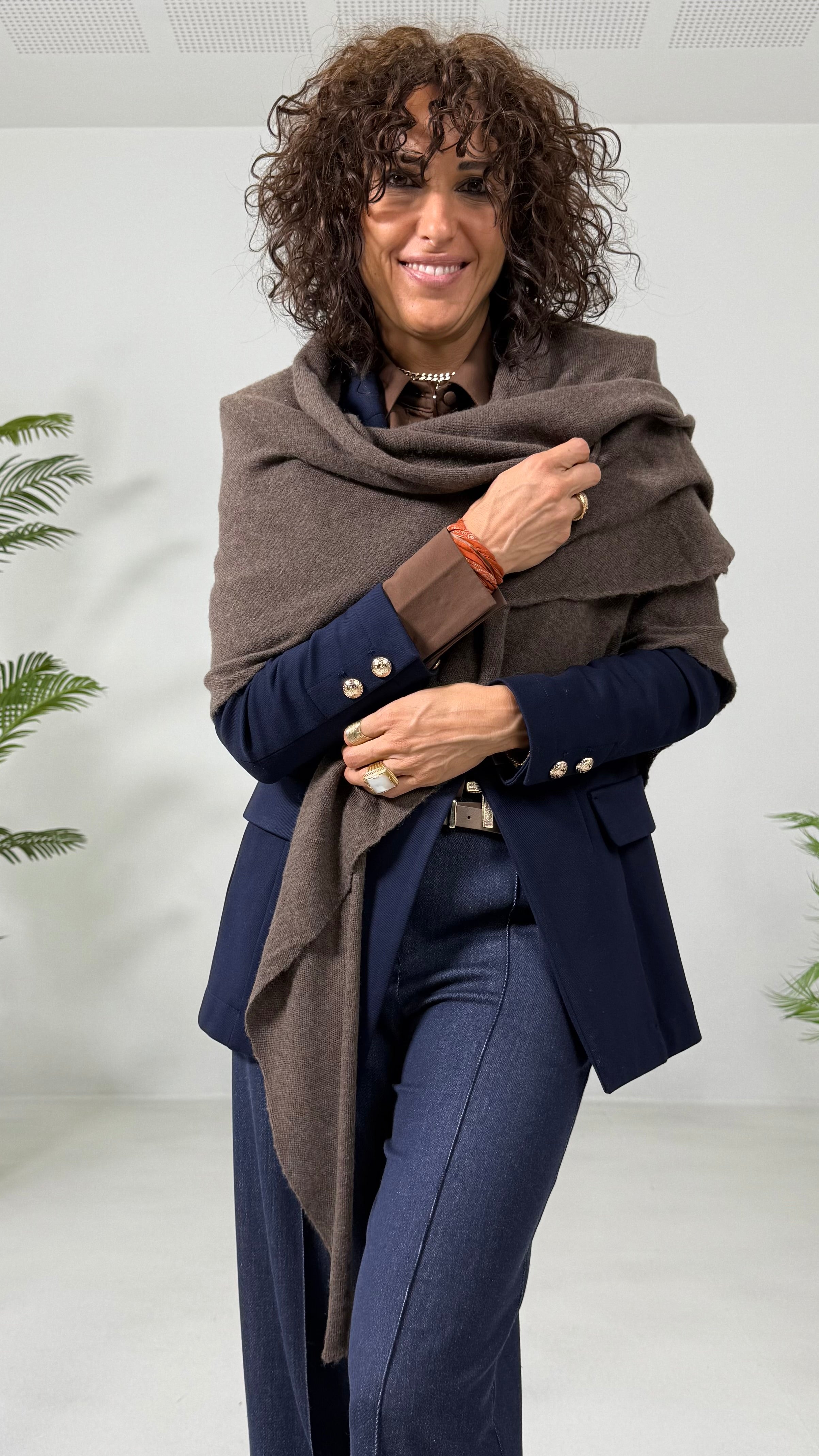 SCIARPA MANTELLA TRIANGOLARE IN MISTO CASHMERE