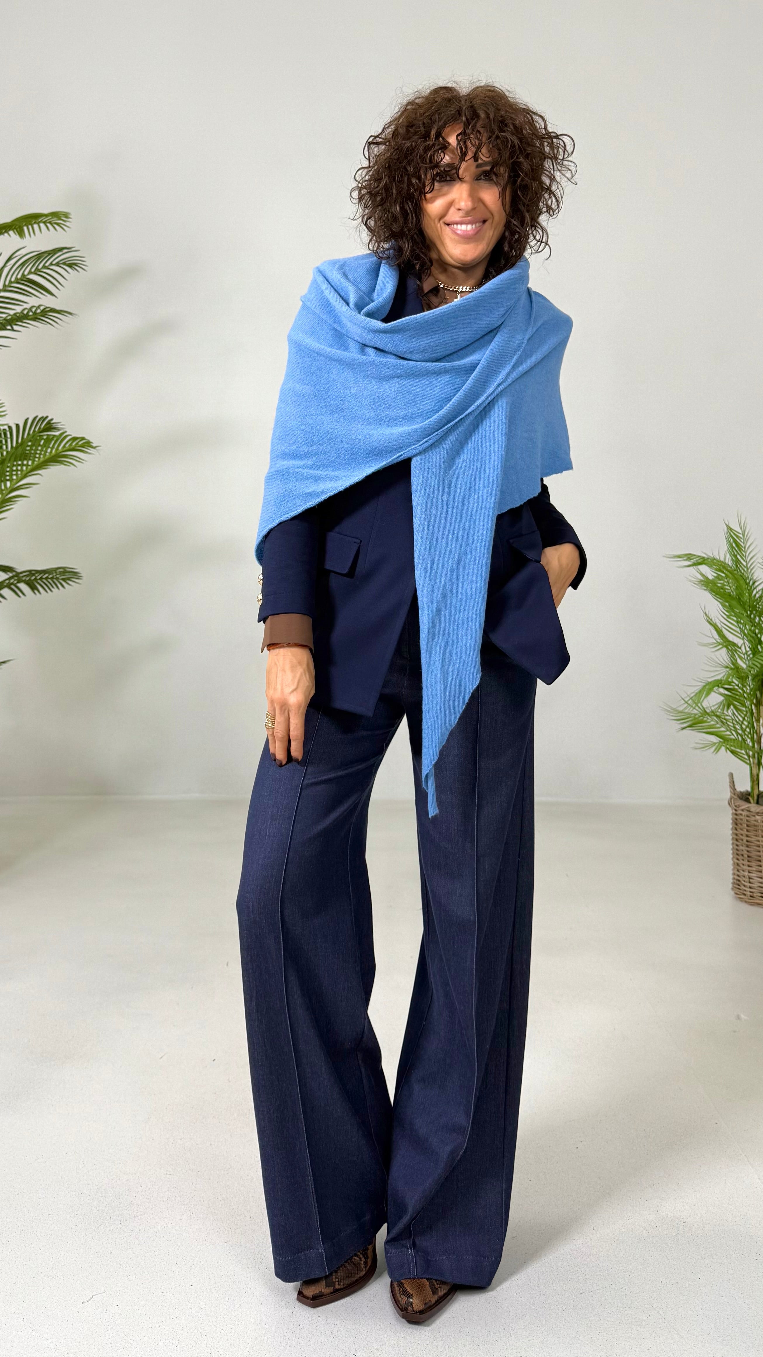 SCIARPA MANTELLA TRIANGOLARE IN MISTO CASHMERE