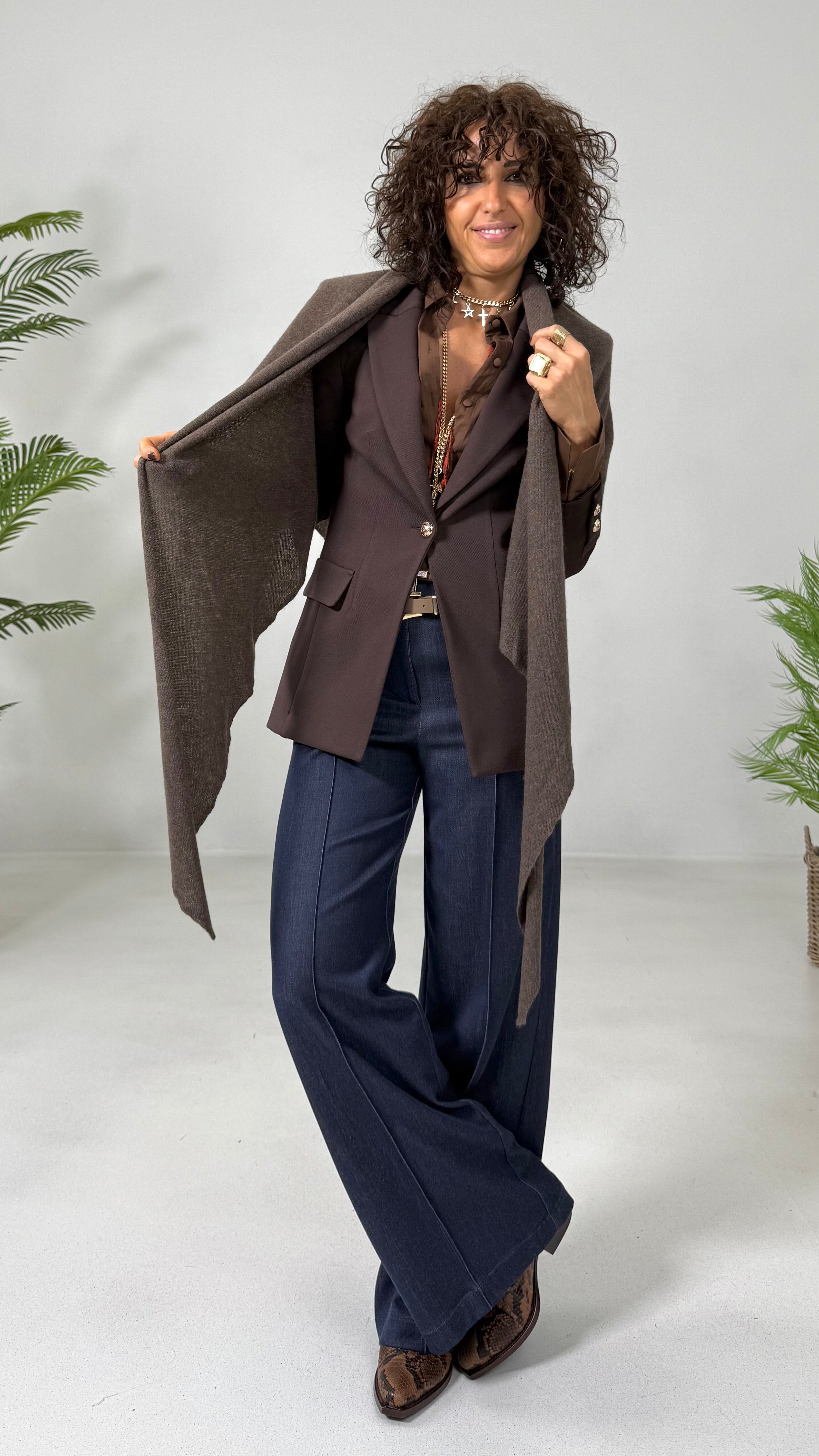 SCIARPA MANTELLA TRIANGOLARE IN MISTO CASHMERE