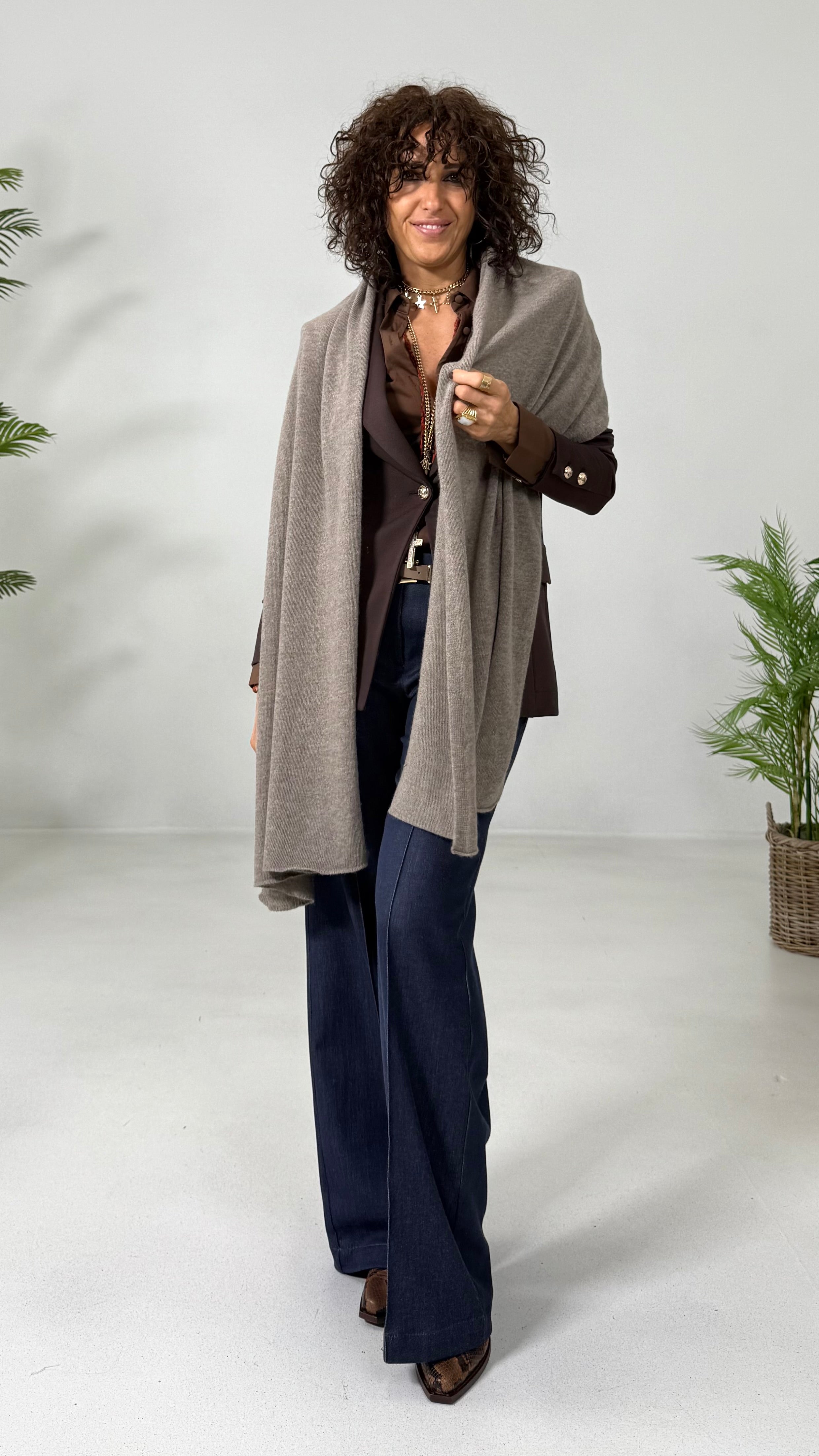 SCIARPA MANTELLA RETTANGOLARE IN MISTO CASHMERE