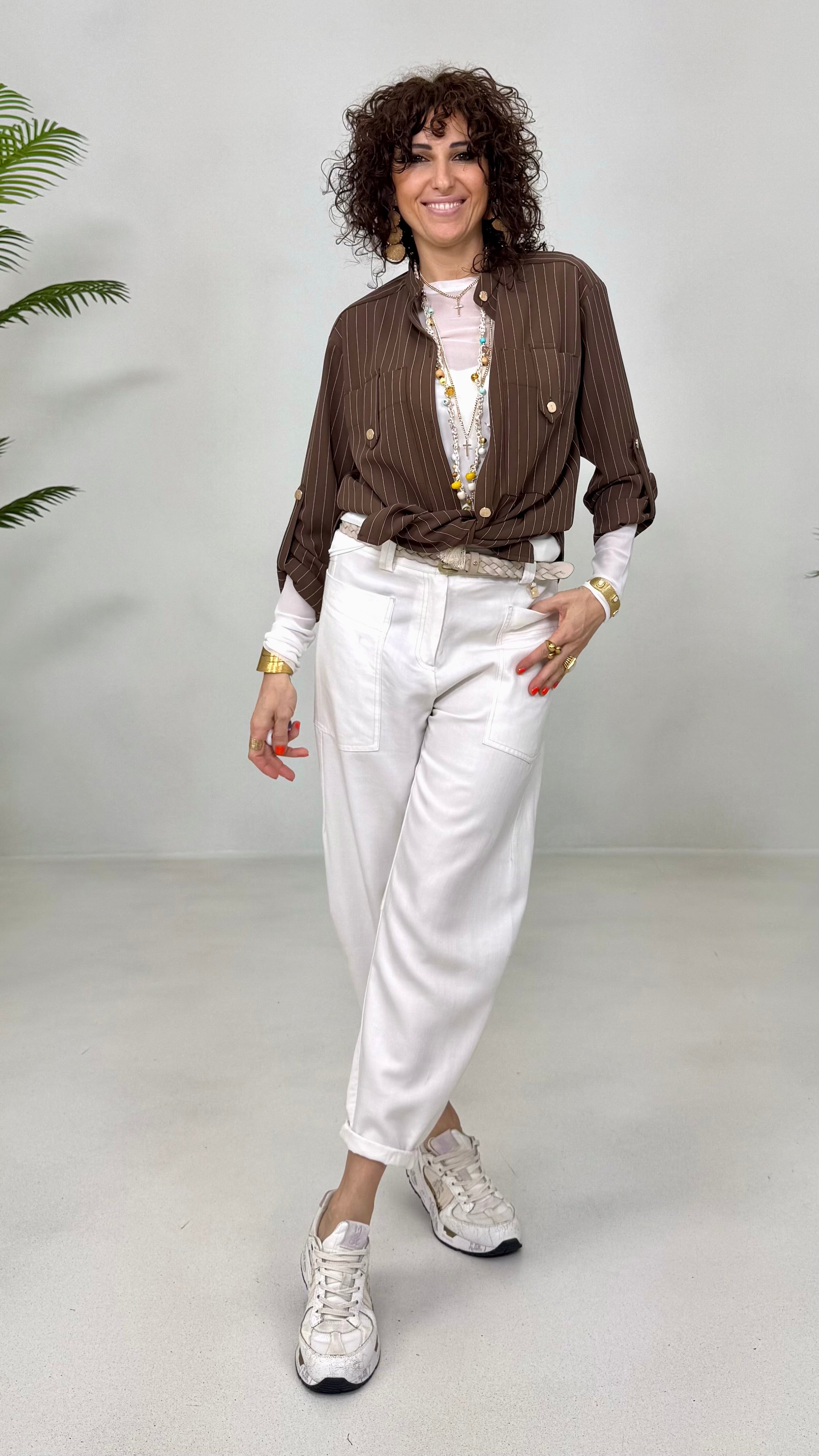 CAMICIA GESSATO IN CADY FLUIDO