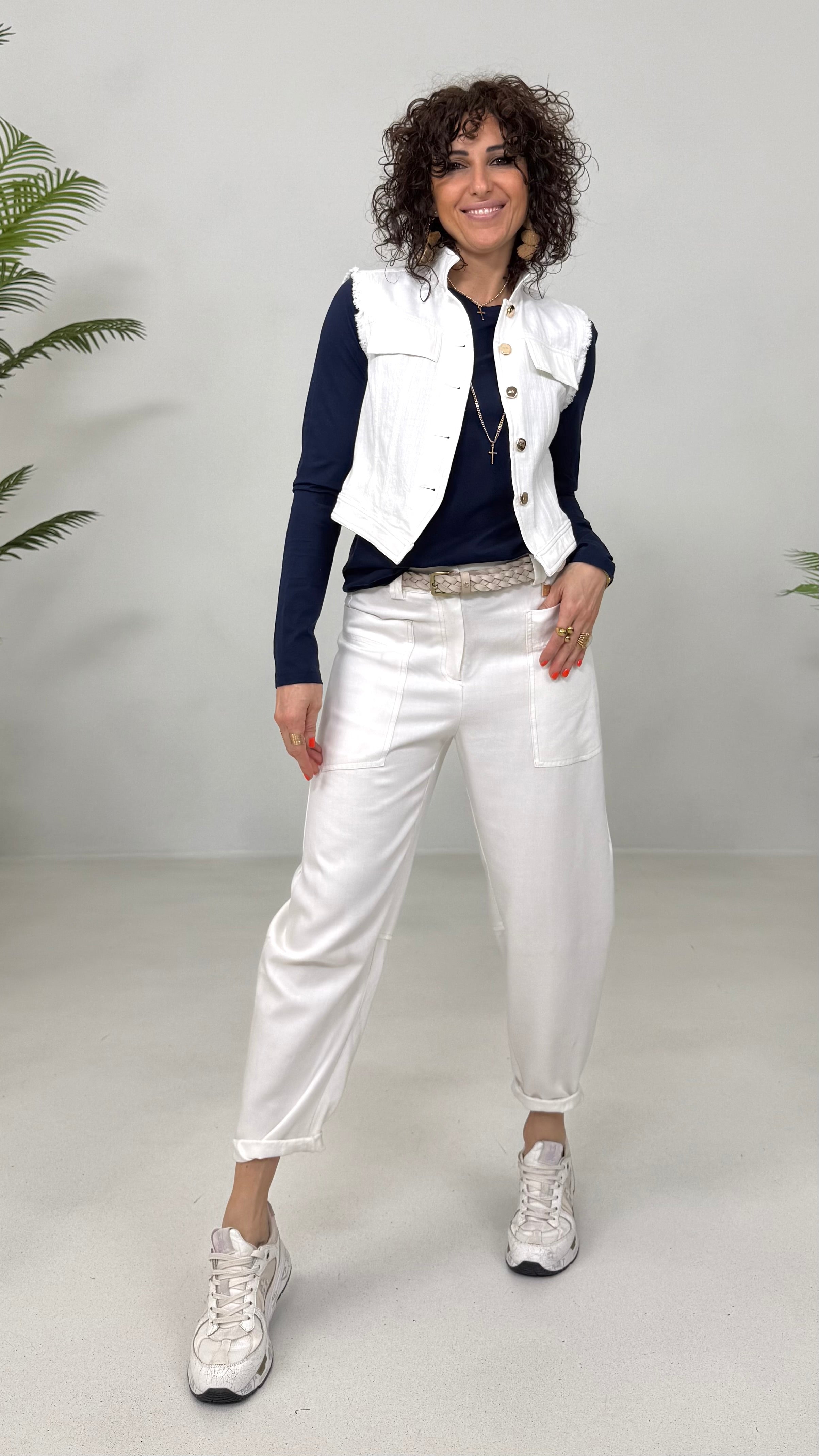 T-SHIRT BASIC MANICA LUNGA IN JERSEY DI COTONE MODAL