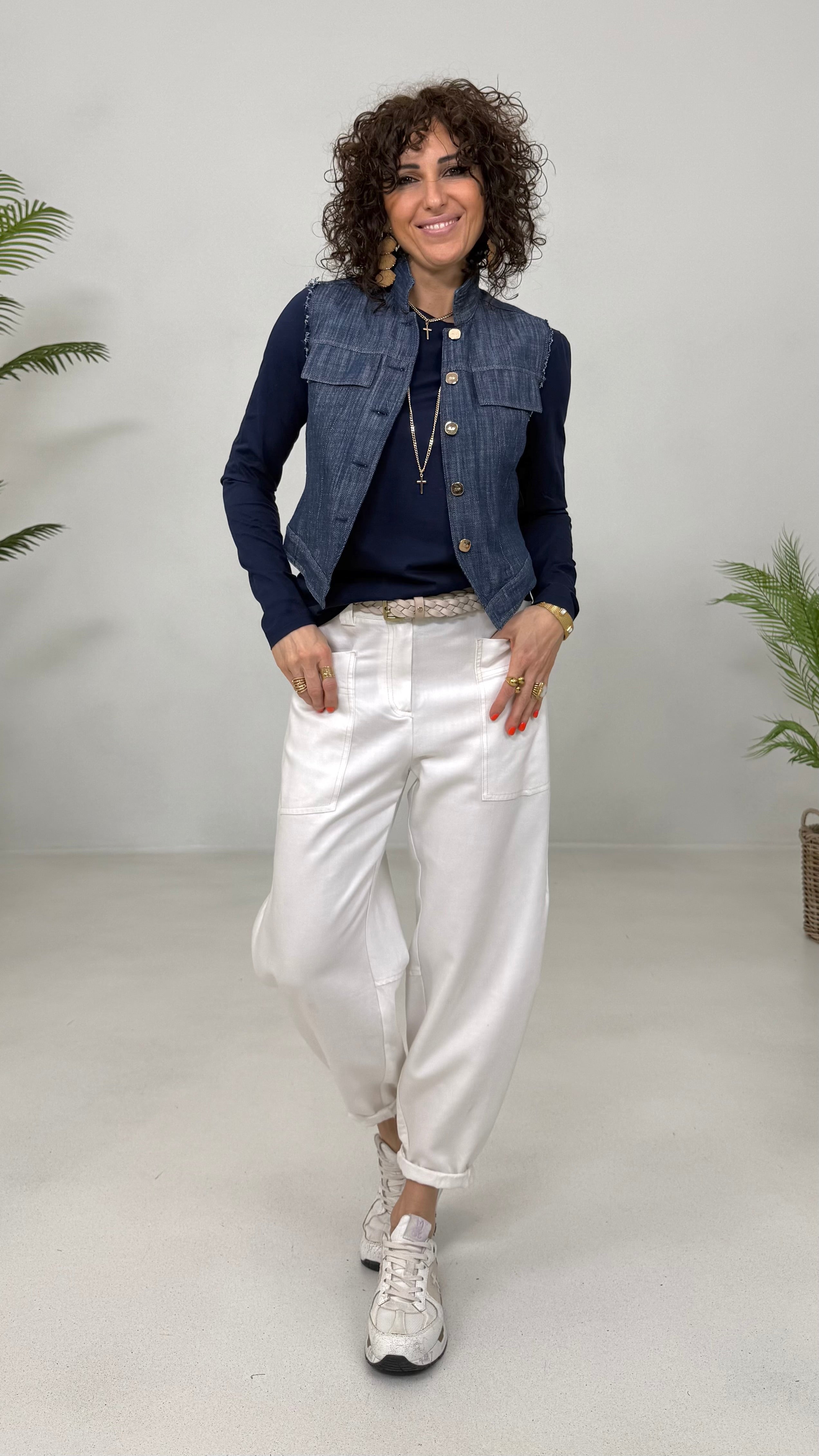 T-SHIRT BASIC MANICA LUNGA IN JERSEY DI COTONE MODAL