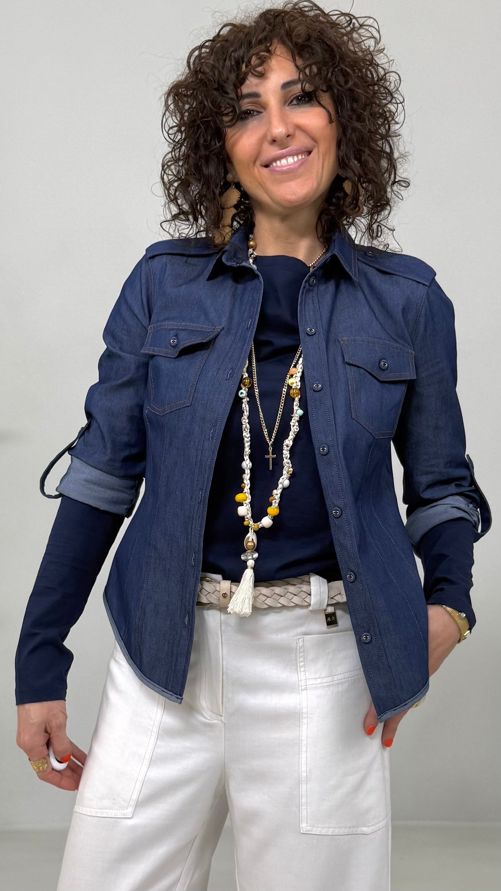 T-SHIRT BASIC MANICA LUNGA IN JERSEY DI COTONE MODAL