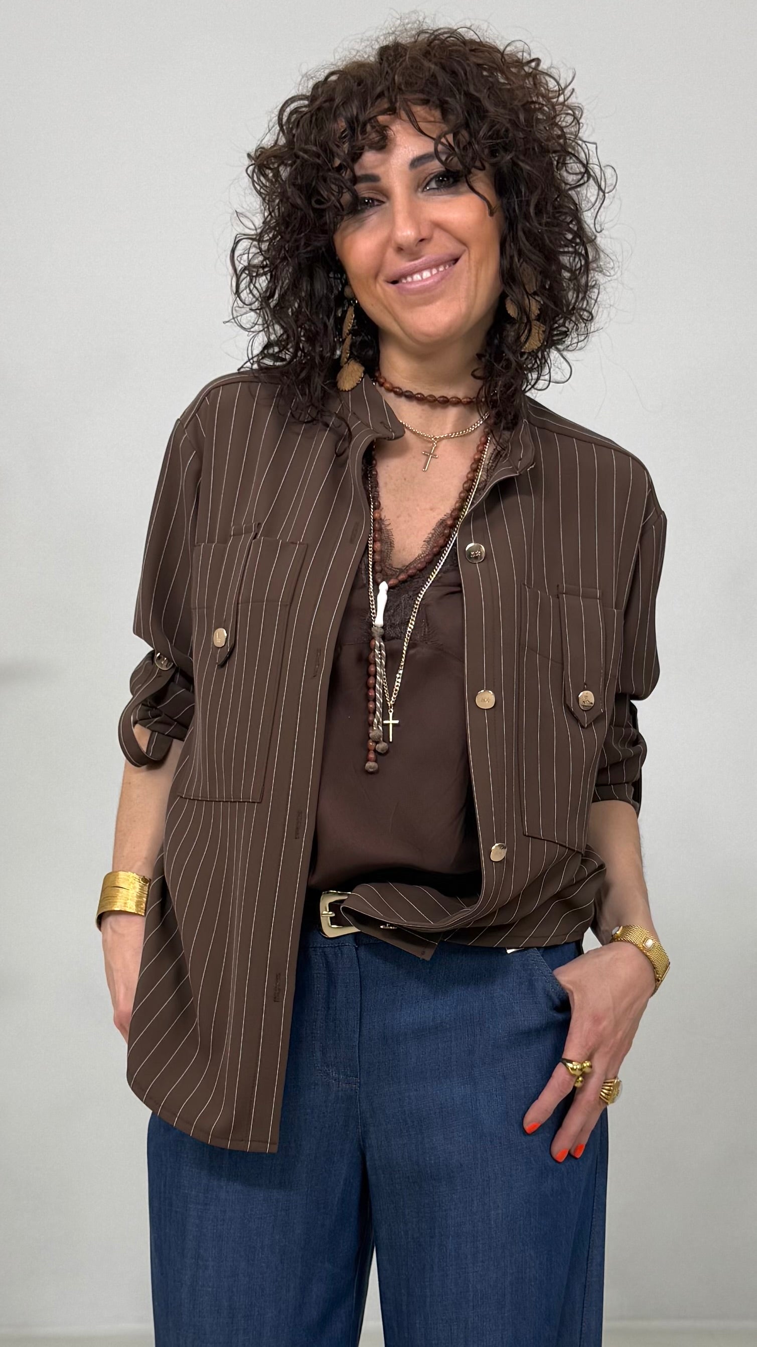 CAMICIA GESSATO IN CADY FLUIDO