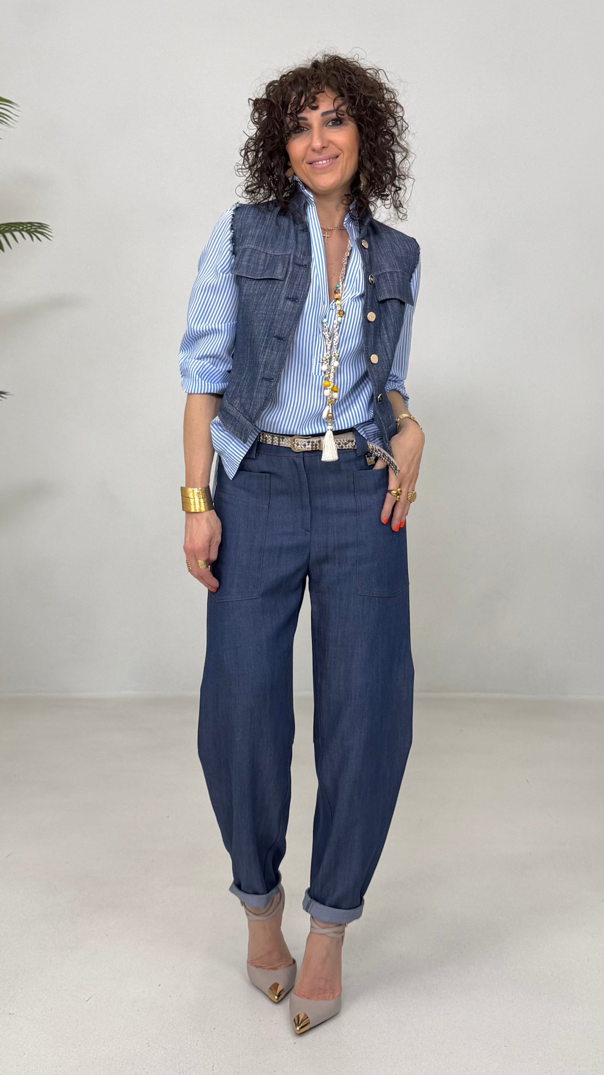 GILET-GIUBBETTO IN COTONE JEANS