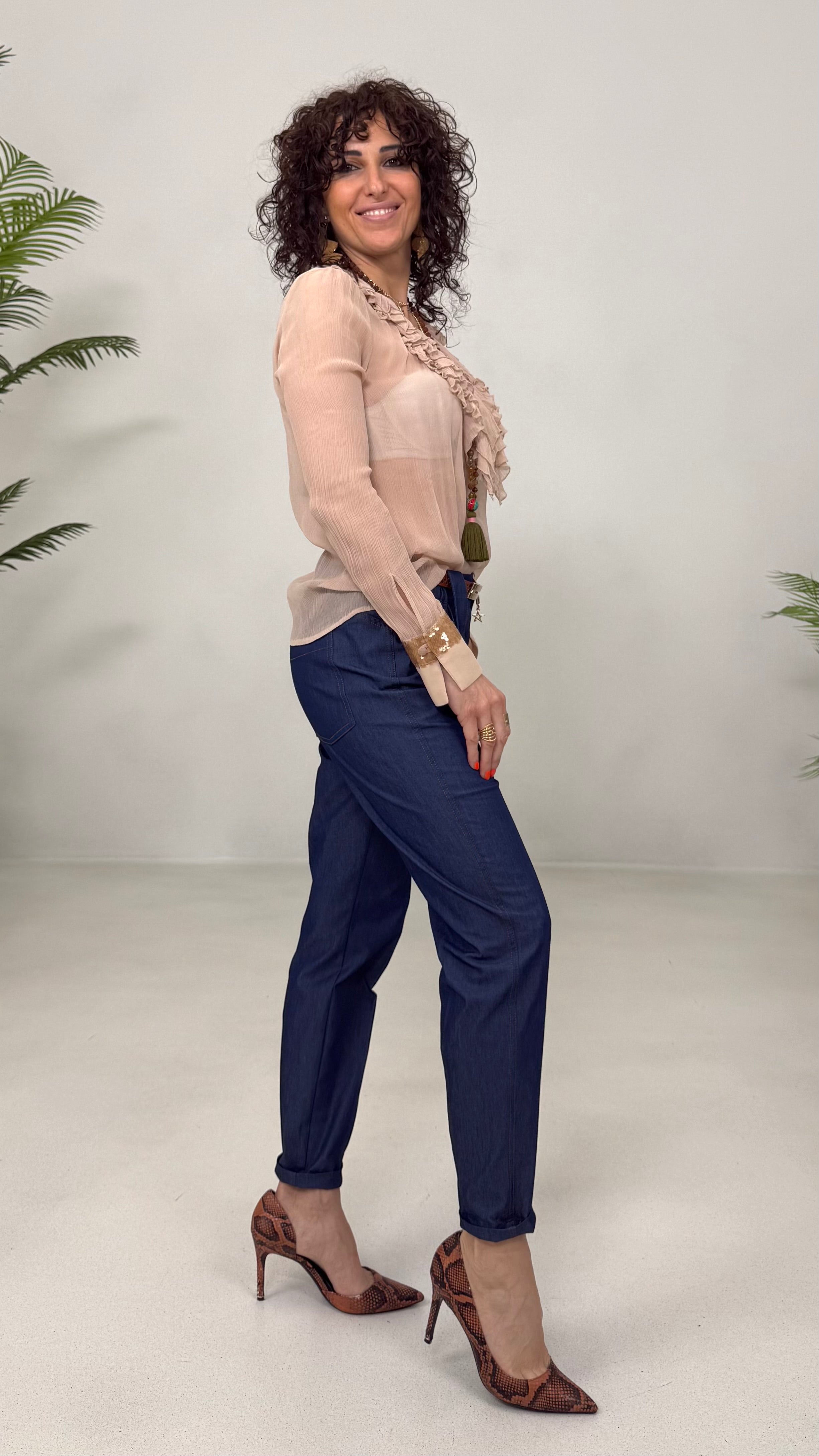 BASIC IN JEANS ELASTICO CON ALAMARI