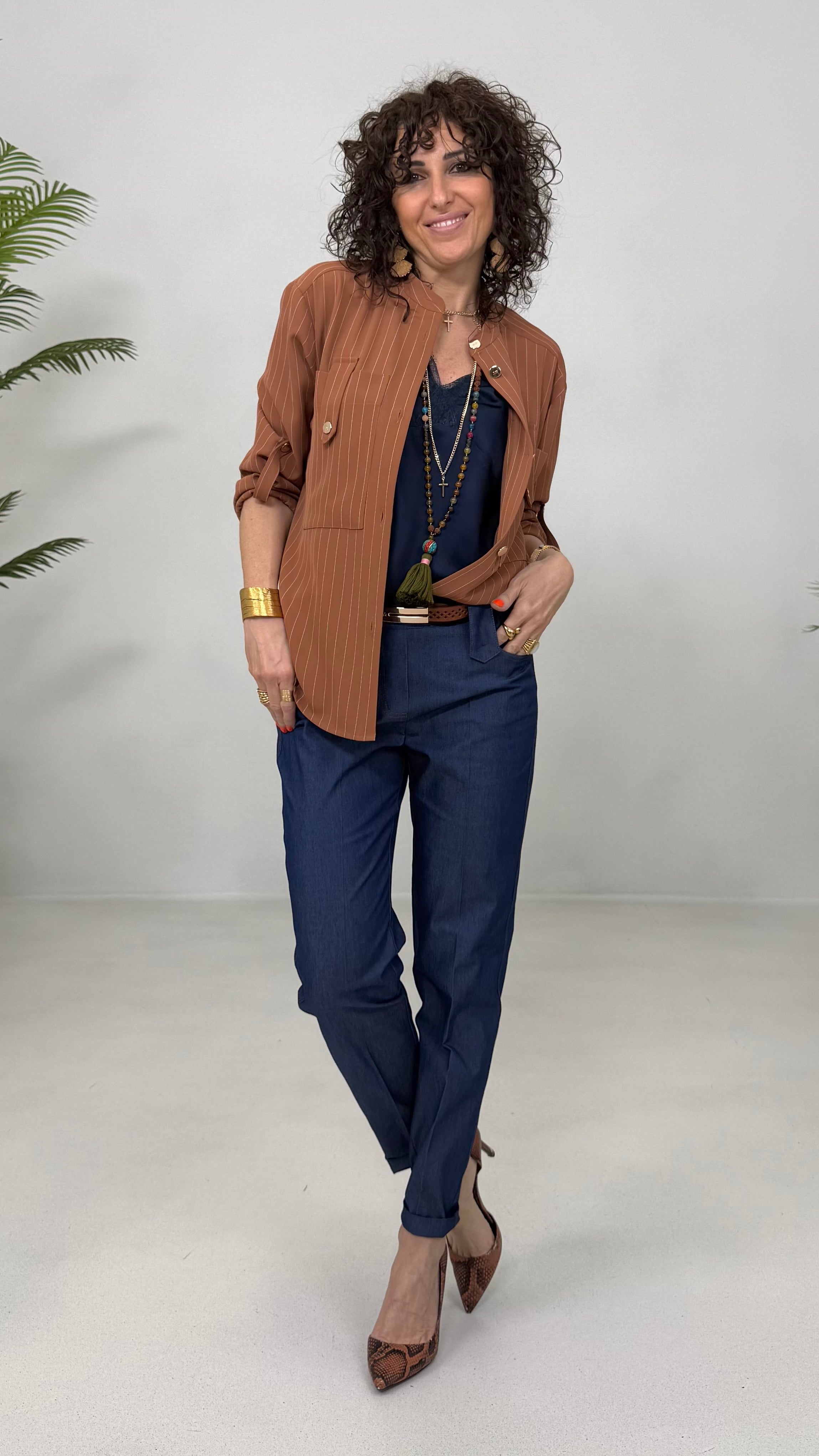 CAMICIA GESSATO IN CADY FLUIDO