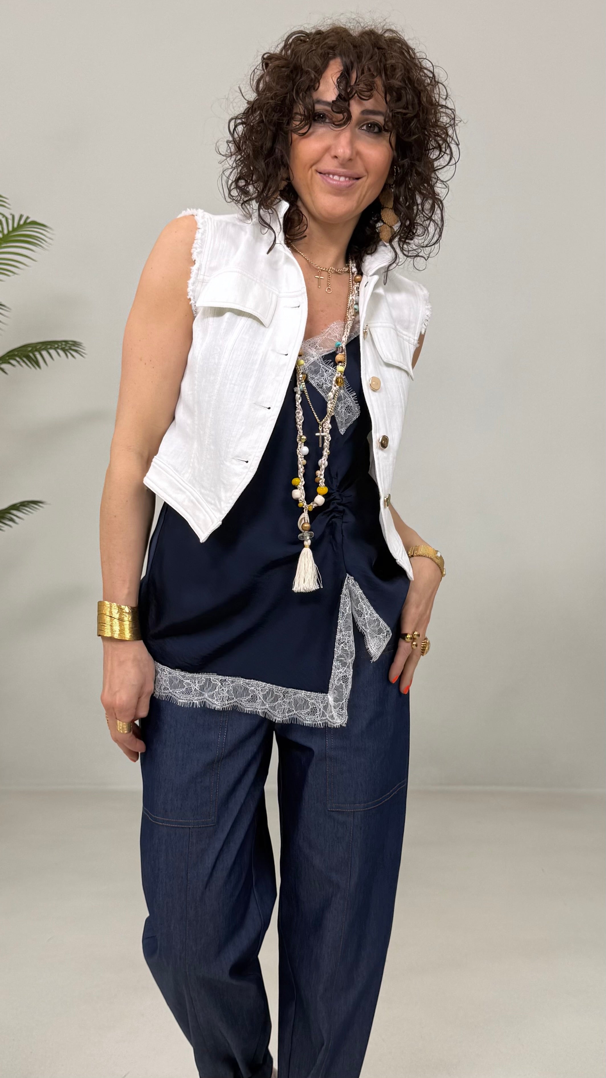 GILET-GIUBBETTO IN COTONE JEANS