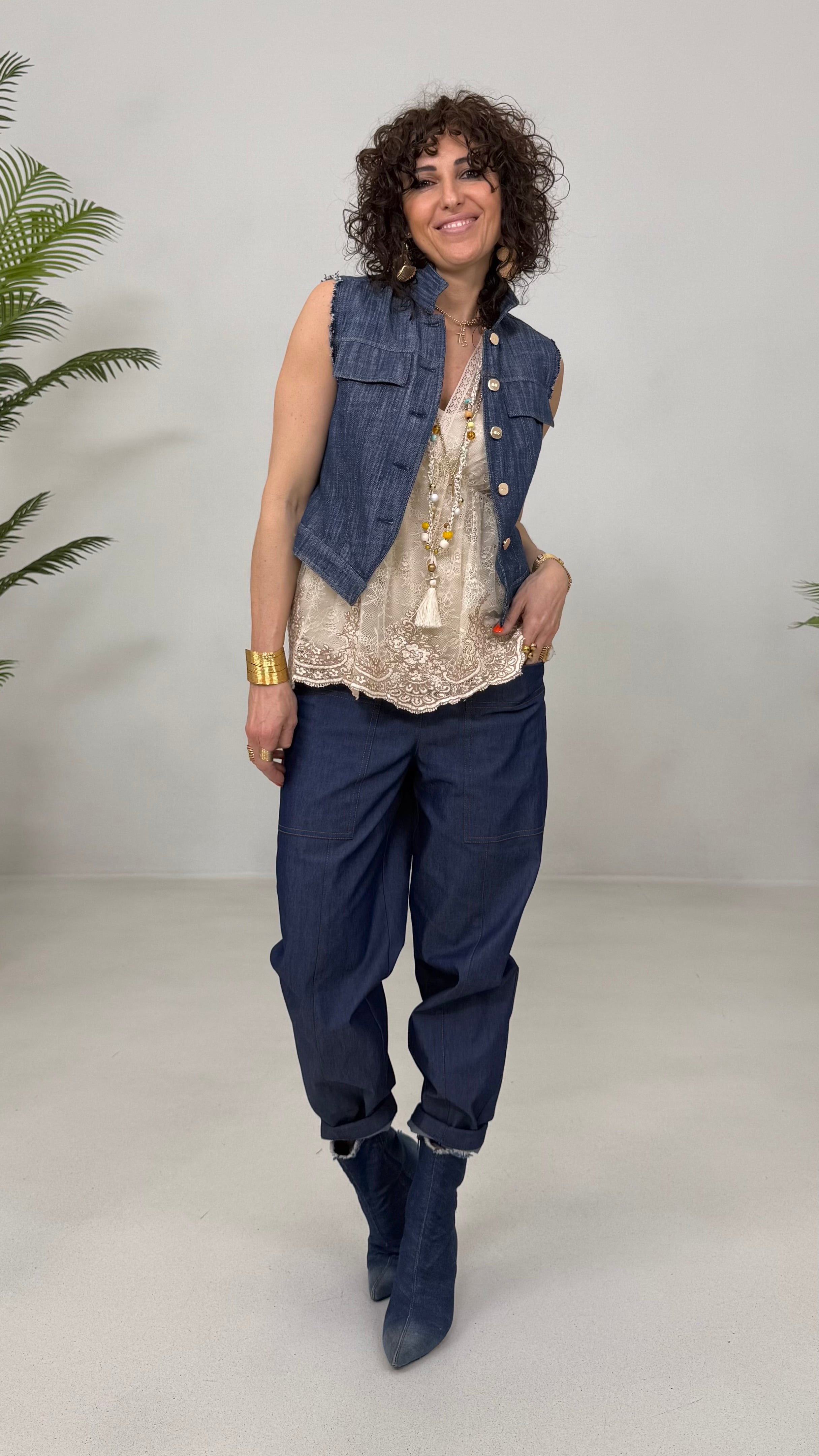 TWINSET TOP PIZZO RICAMATO PIU' TOP IN JERSEY MODAL