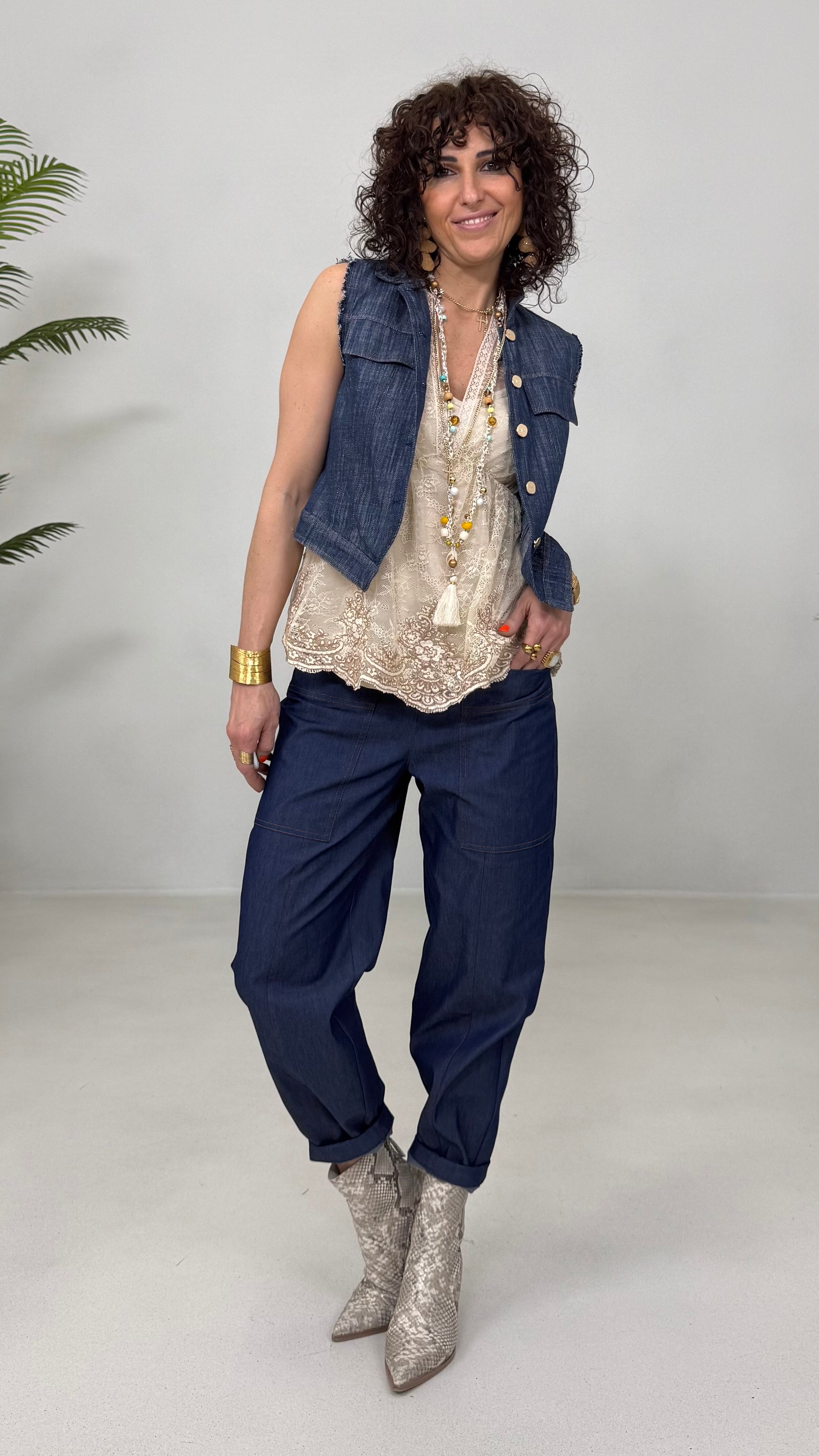 GILET-GIUBBETTO IN COTONE JEANS