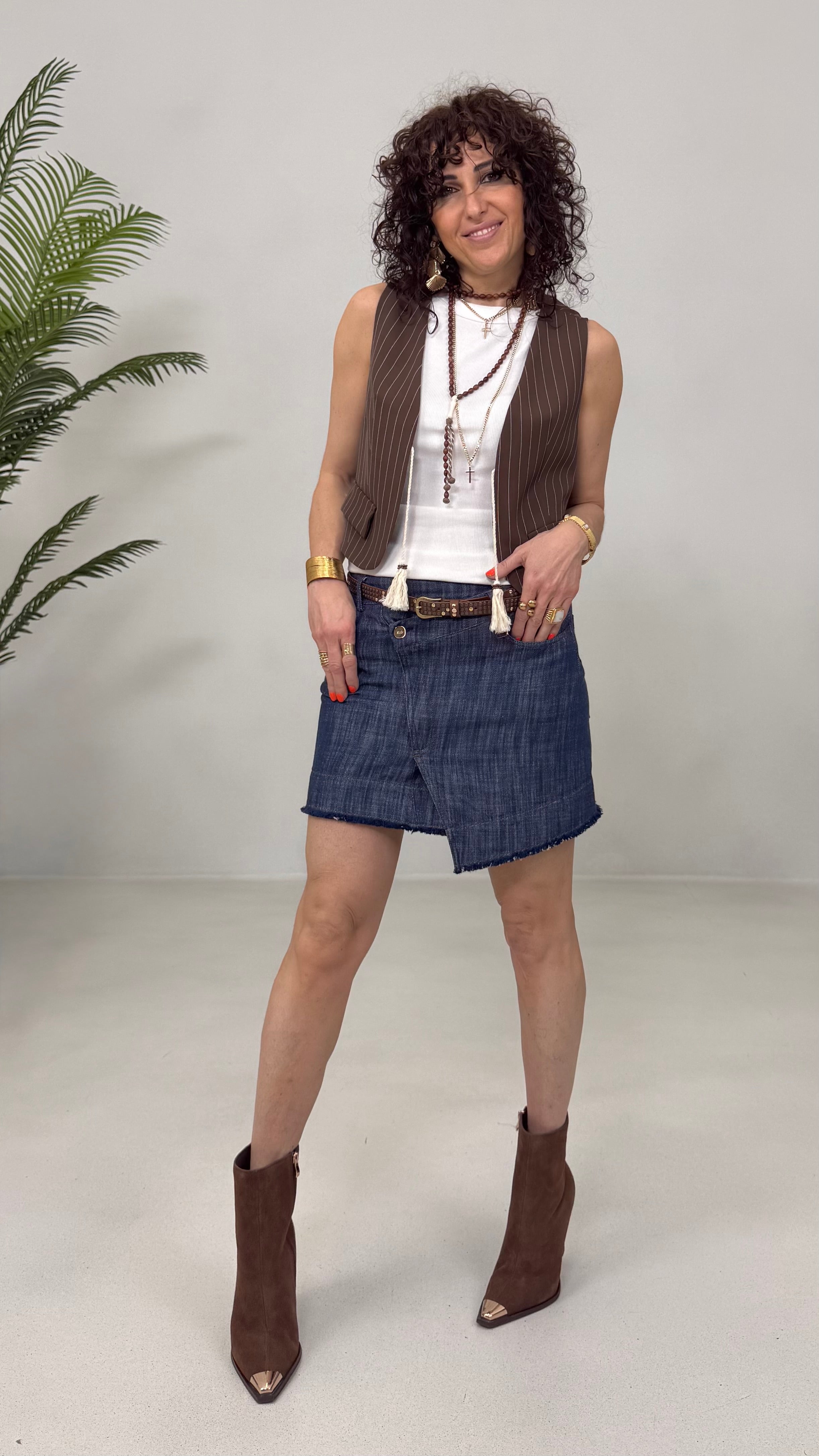 GONNA CORTA ASIMMETRICA IN COTONE JEANS