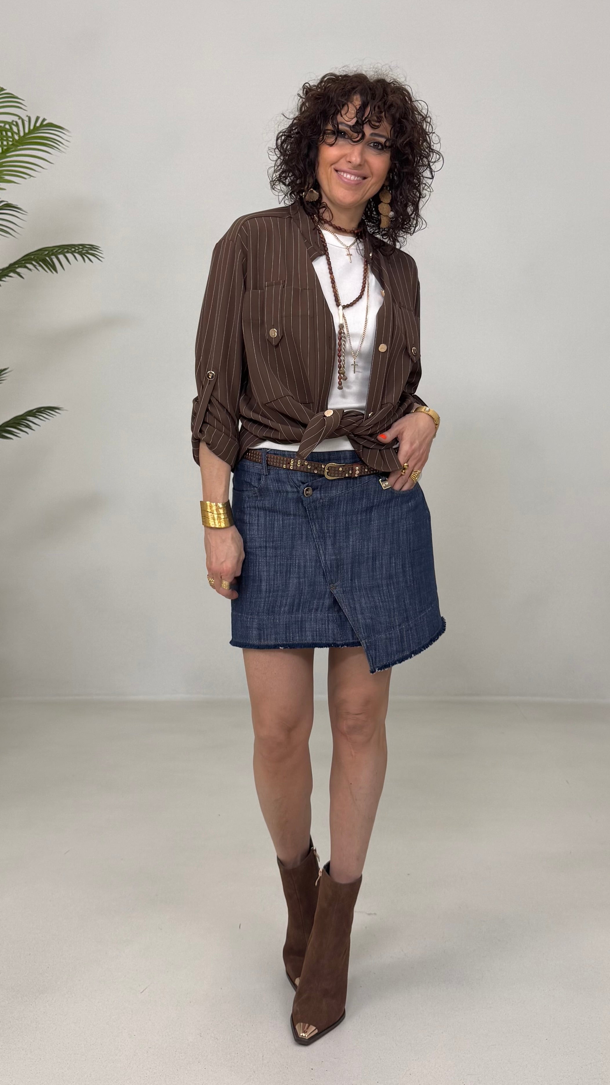 GONNA CORTA ASIMMETRICA IN COTONE JEANS