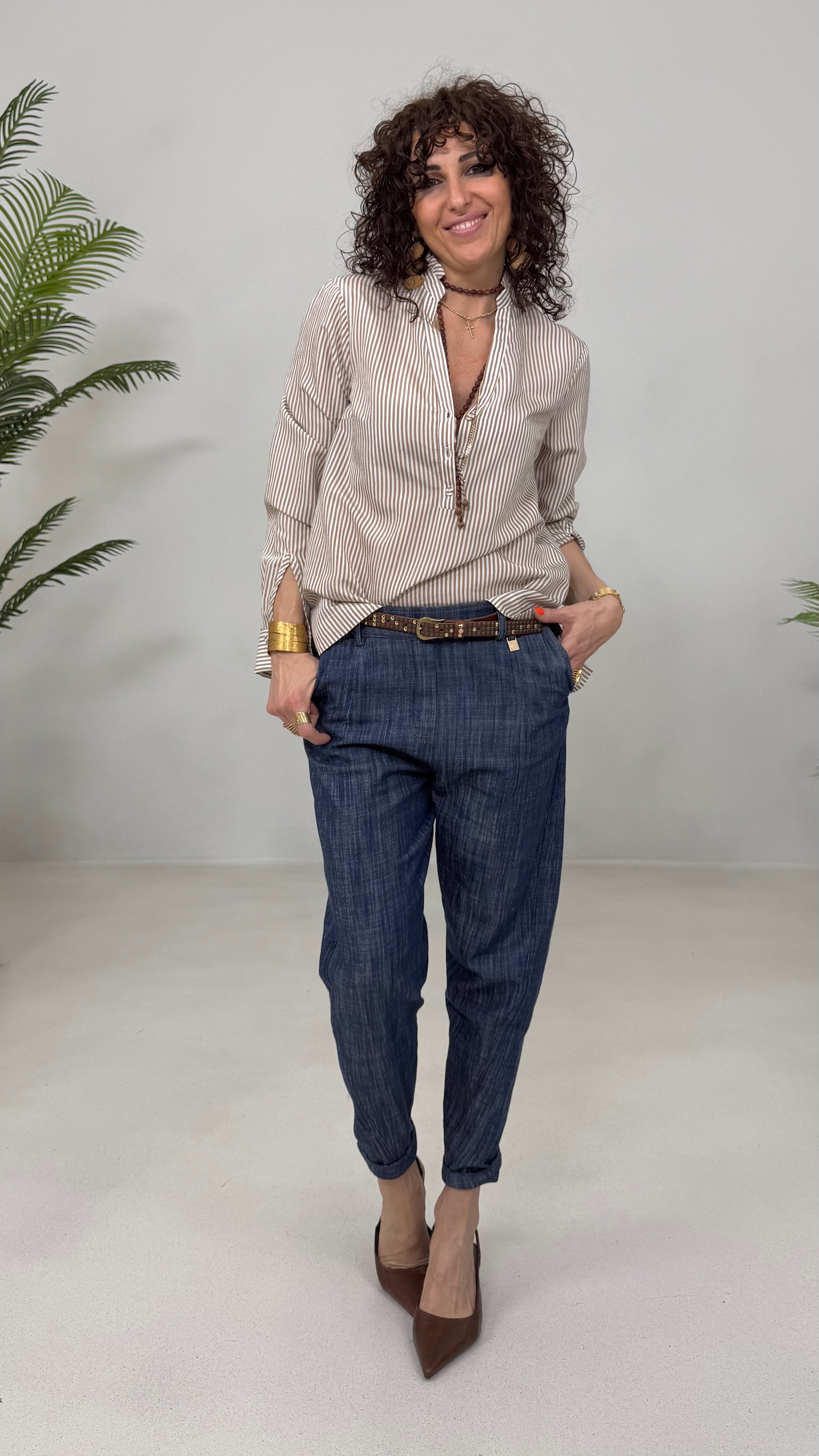 CAMICIA A RIGHE LINEA A TRAPEZIO