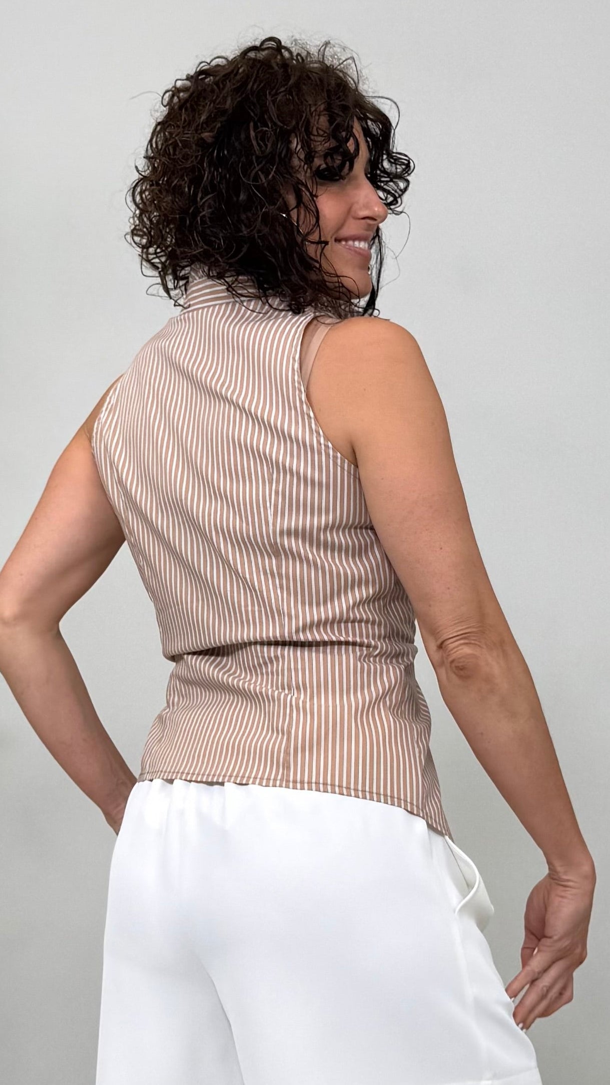 CAMICIA AMERICANA A RIGHE CON PIEGA DAVANTI