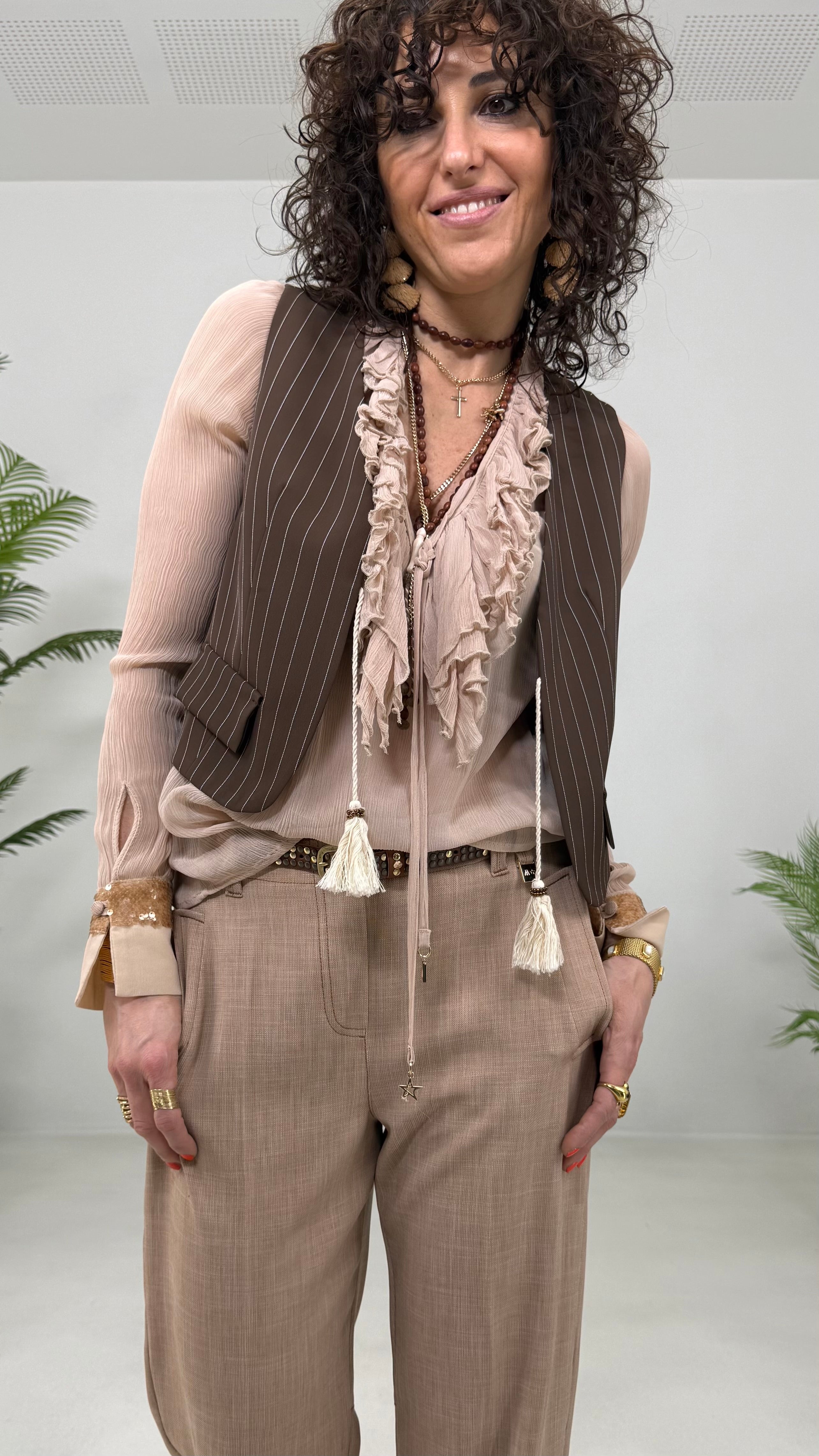 GILET GESSATO IN CADY FLUIDO