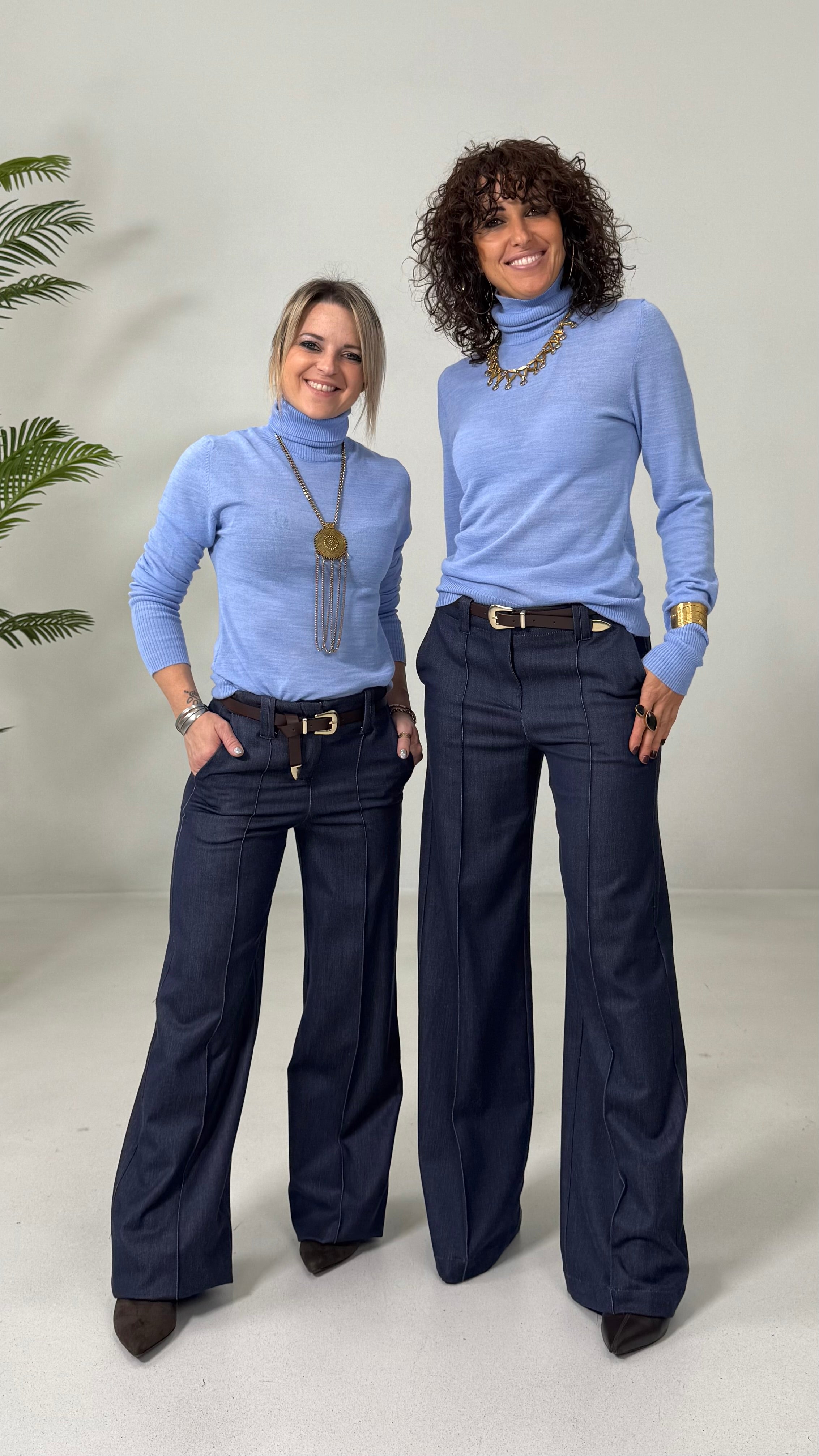 PALAZZO IN MAGLIA TECNICA EFFETTO JEANS