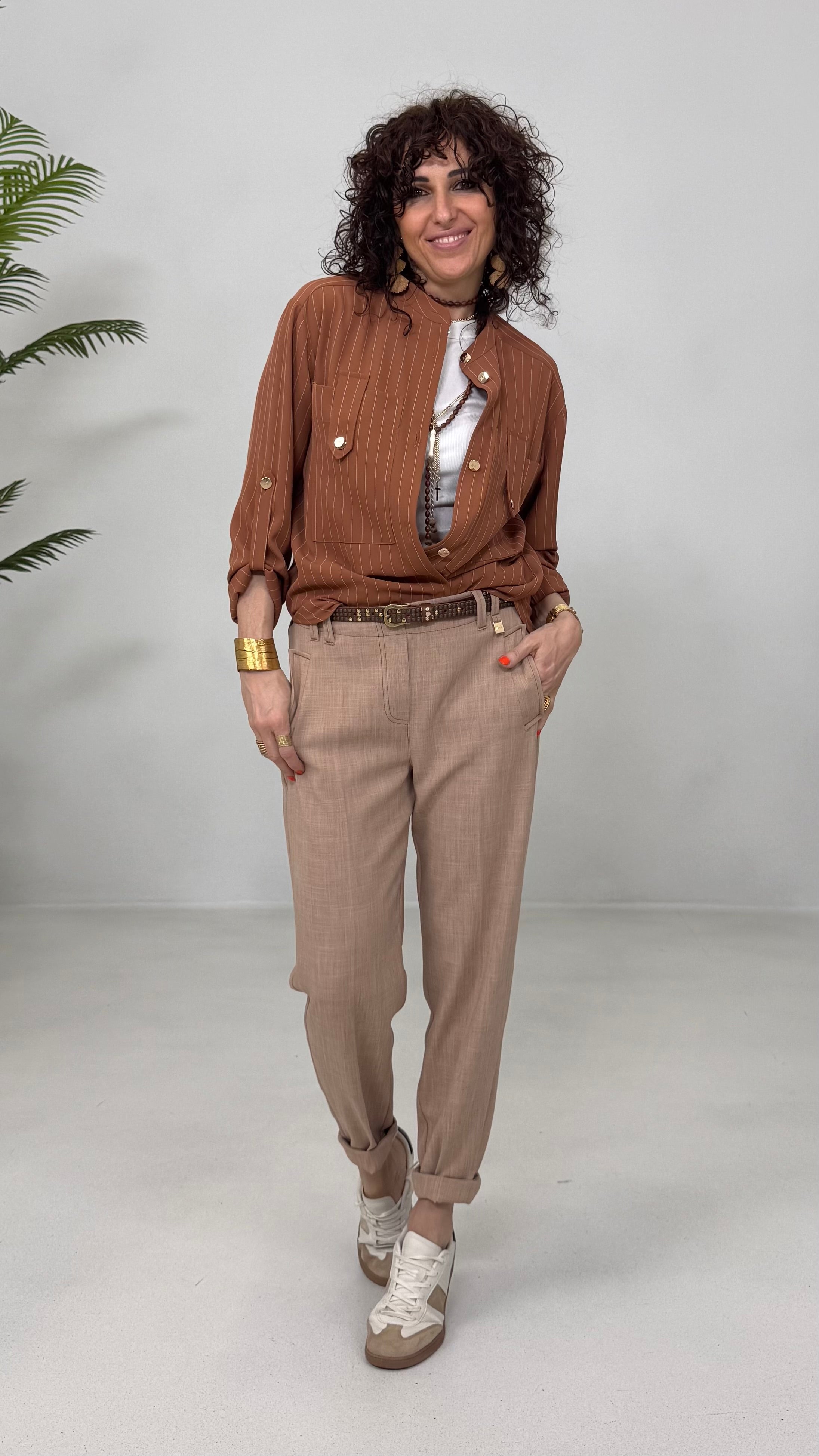 CAMICIA GESSATO IN CADY FLUIDO