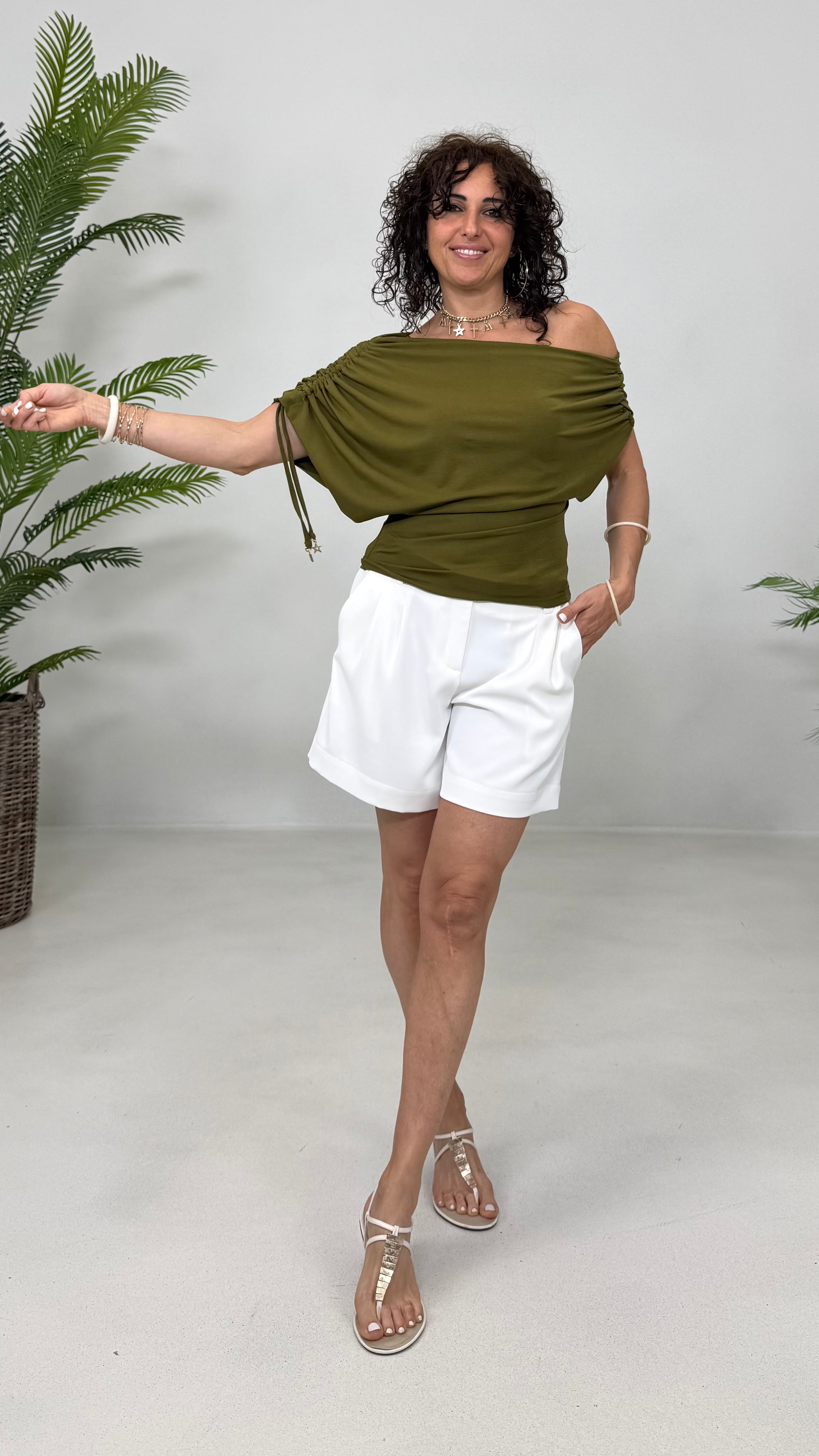 MAGLIA ASIMMETRICA IN JERSEY LYOCELL ELASTICO CON COULISSE