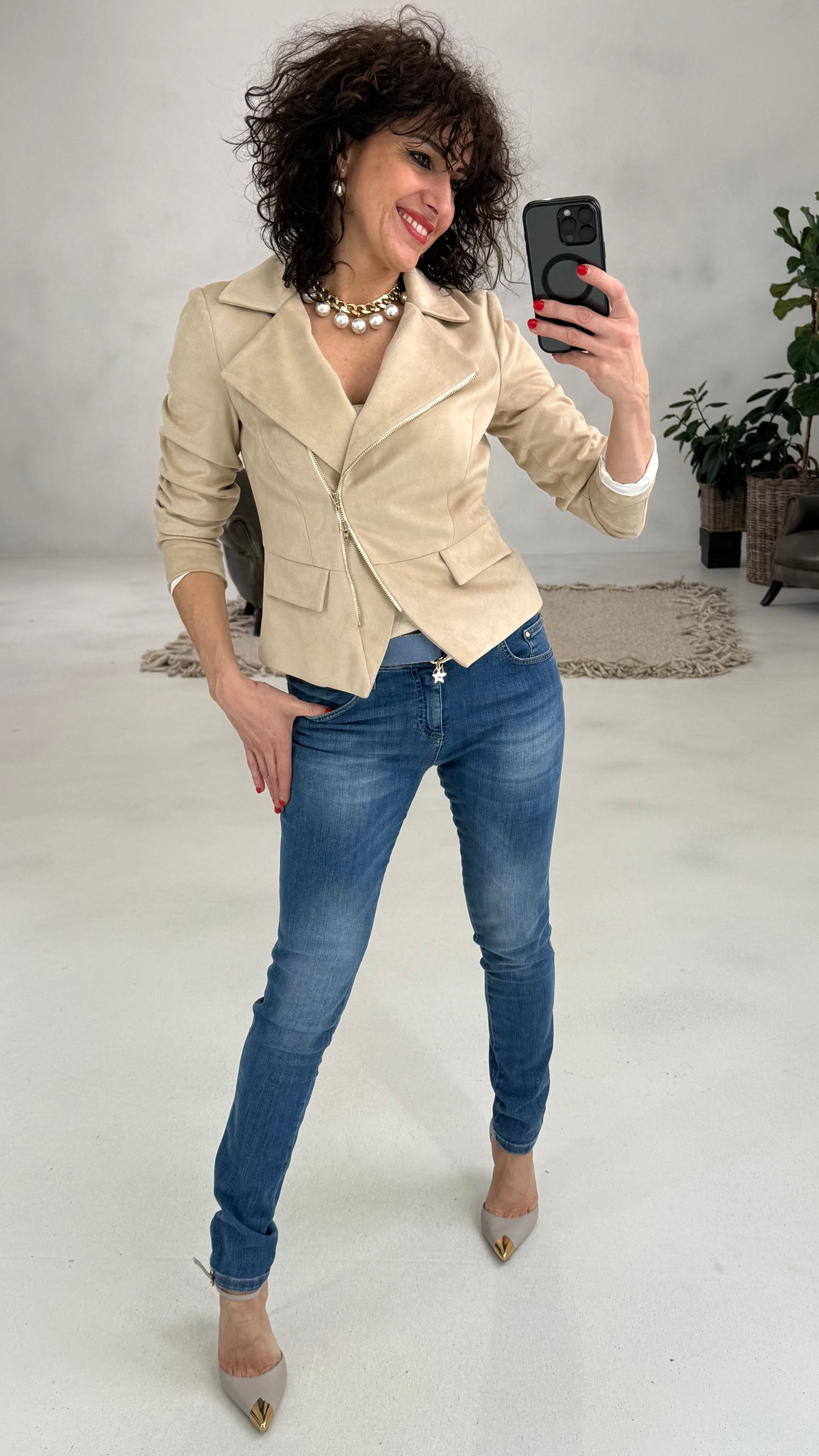 510 P25 BEIGE CHIODO IN DAINETTO ELASTICO