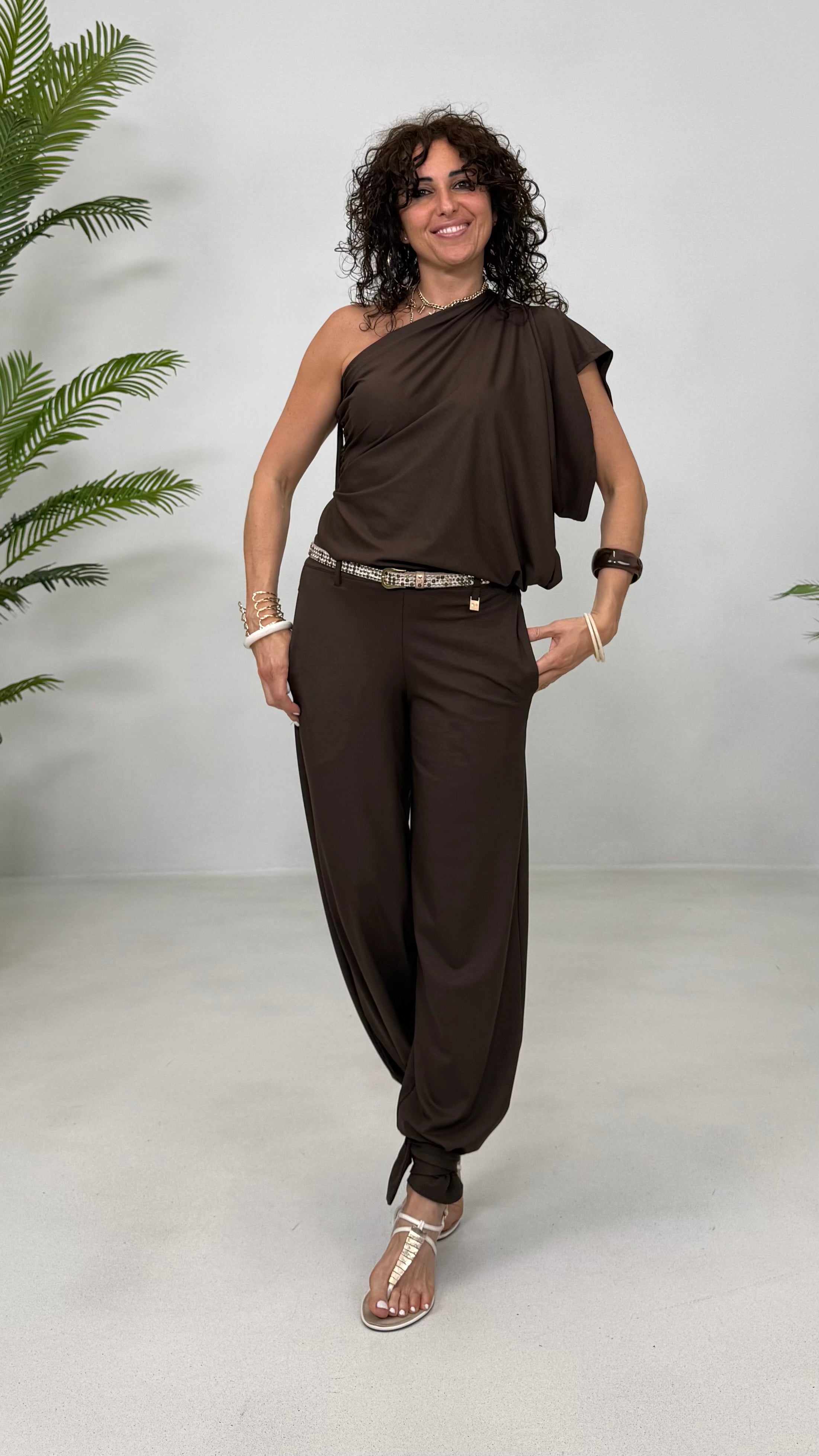 MAGLIA ASIMMETRICA IN JERSEY LYOCELL ELASTICO CON COULISSE