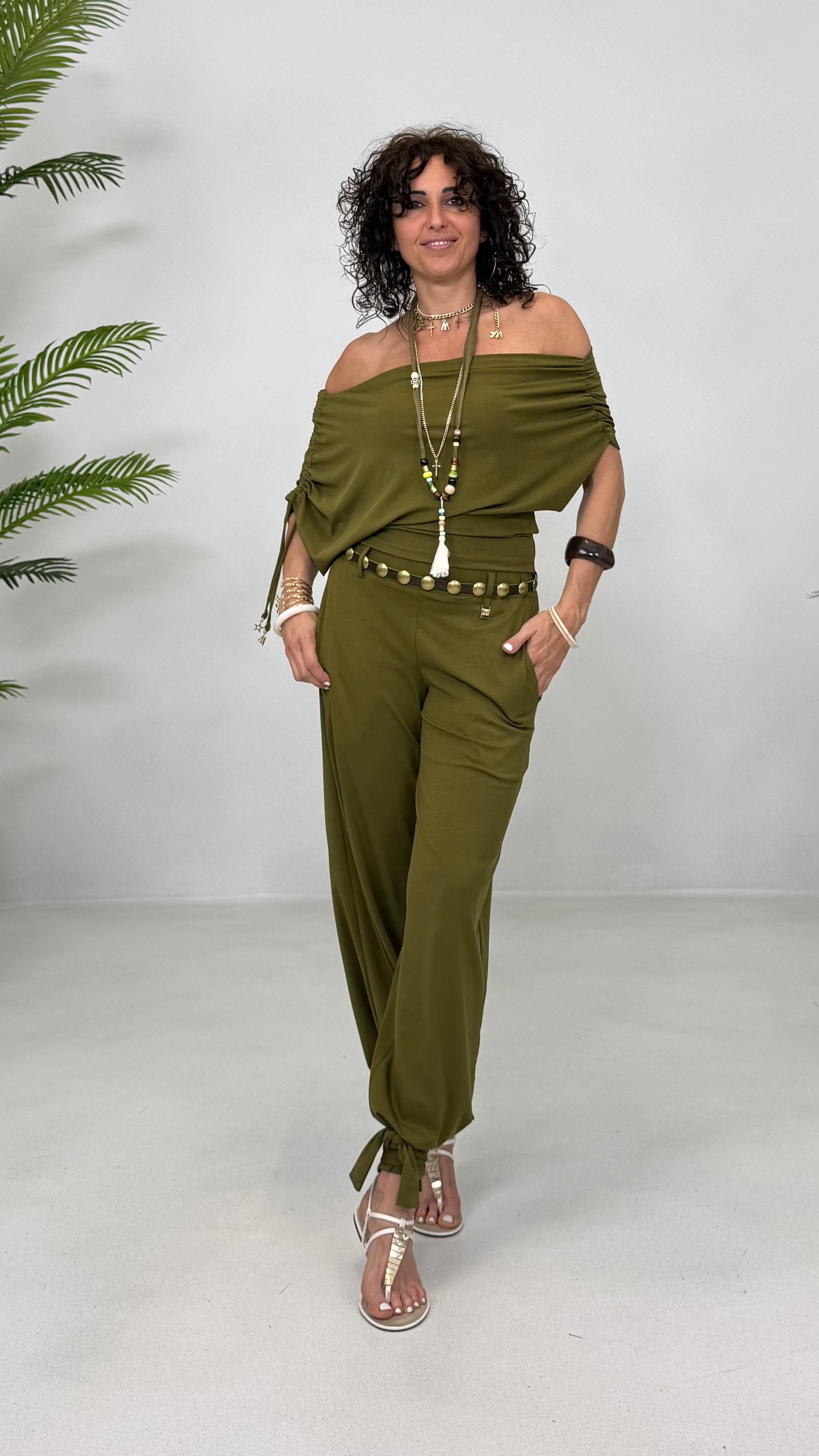 PANTALONE LACCI AL FONDO IN JERSEY LYOCELL ELASTICO