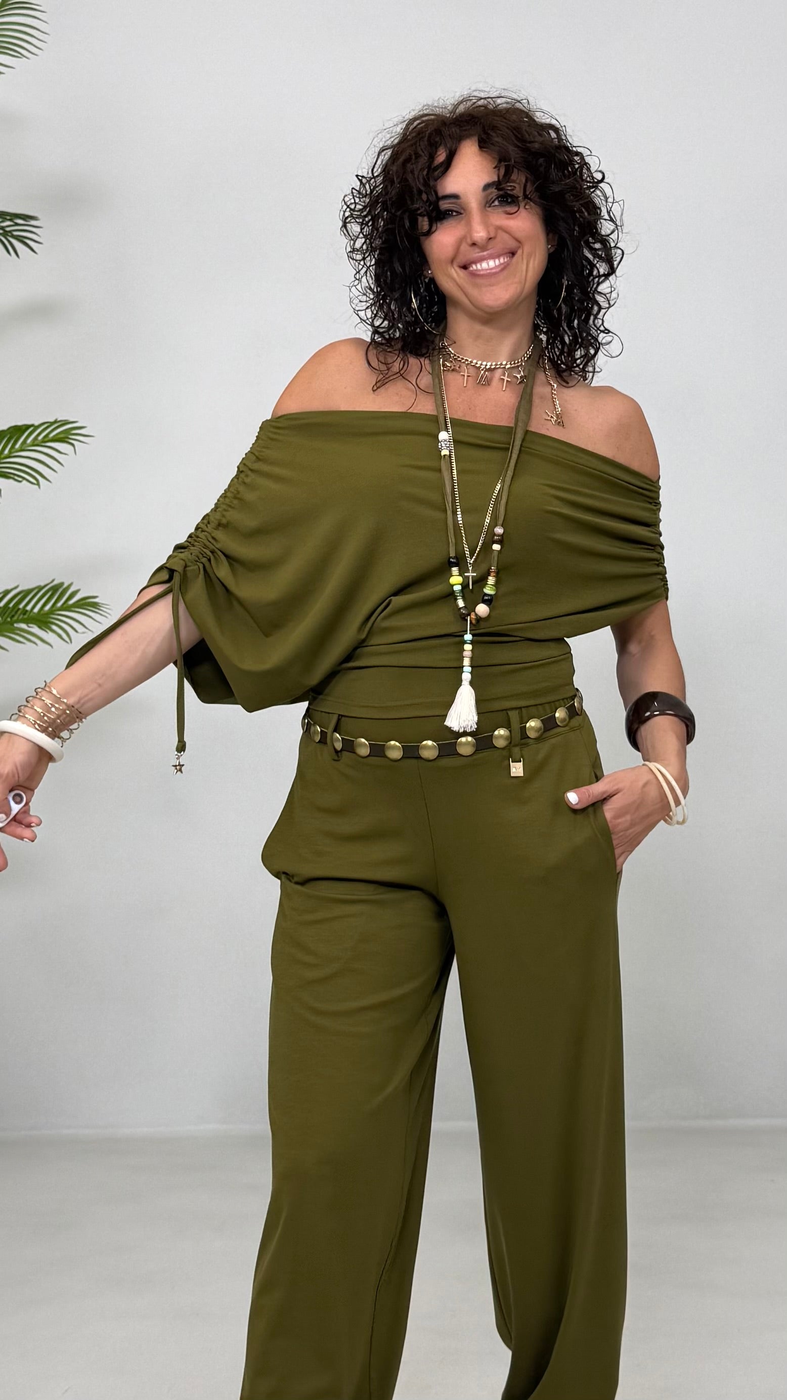 PANTALONE LACCI AL FONDO IN JERSEY LYOCELL ELASTICO