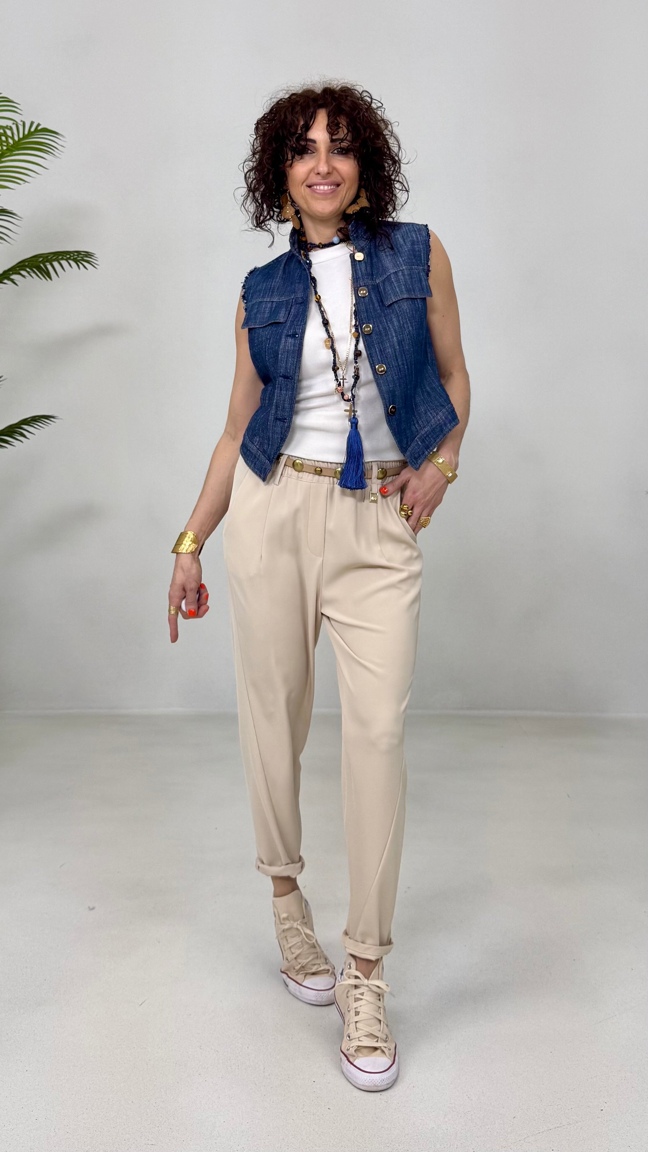 GILET-GIUBBETTO IN COTONE JEANS