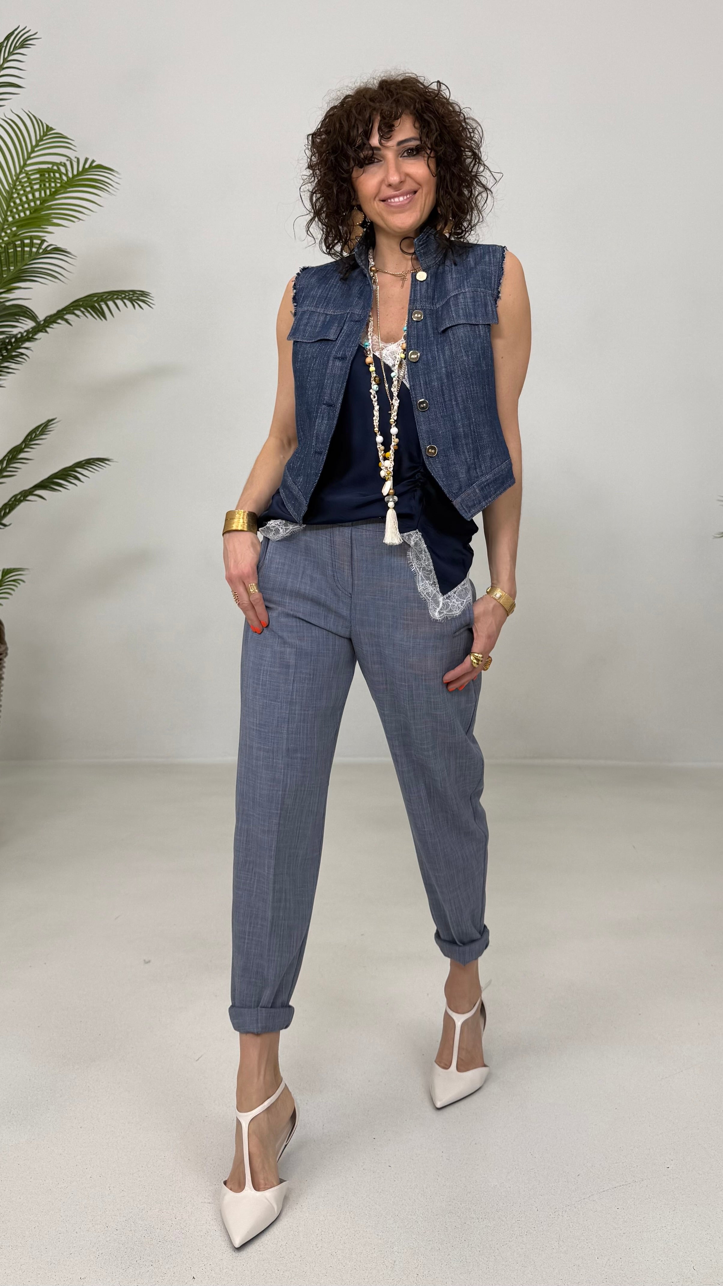 GILET-GIUBBETTO IN COTONE JEANS
