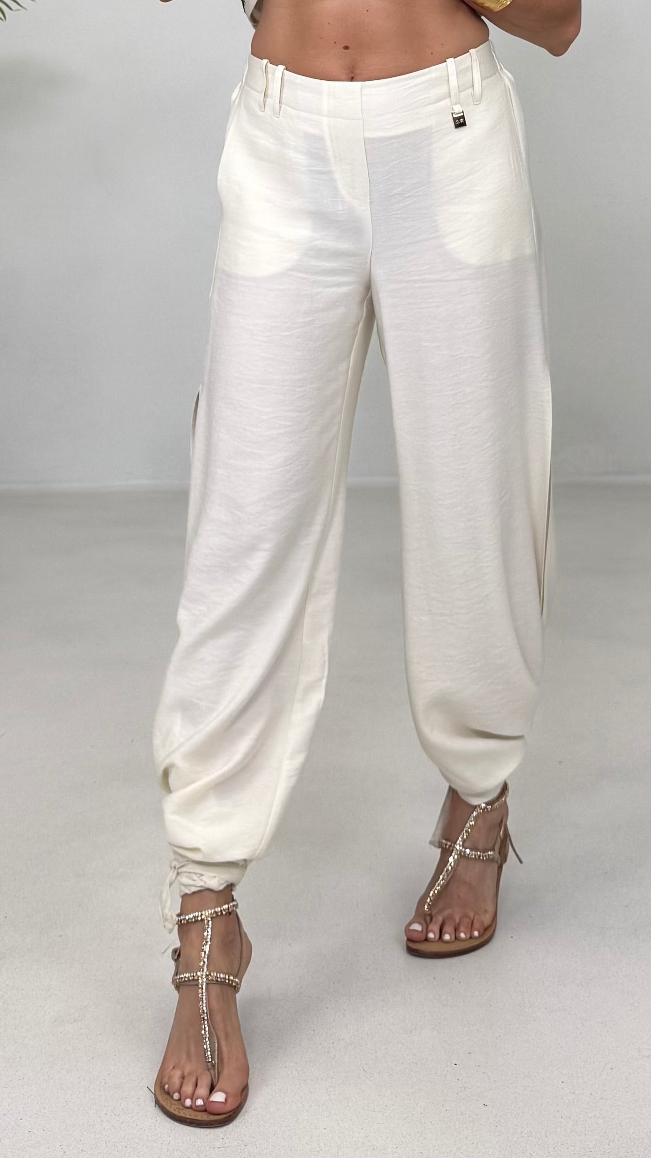PANTALONE ODALISCA CON SPACCHI IN VISCOSA CRASH