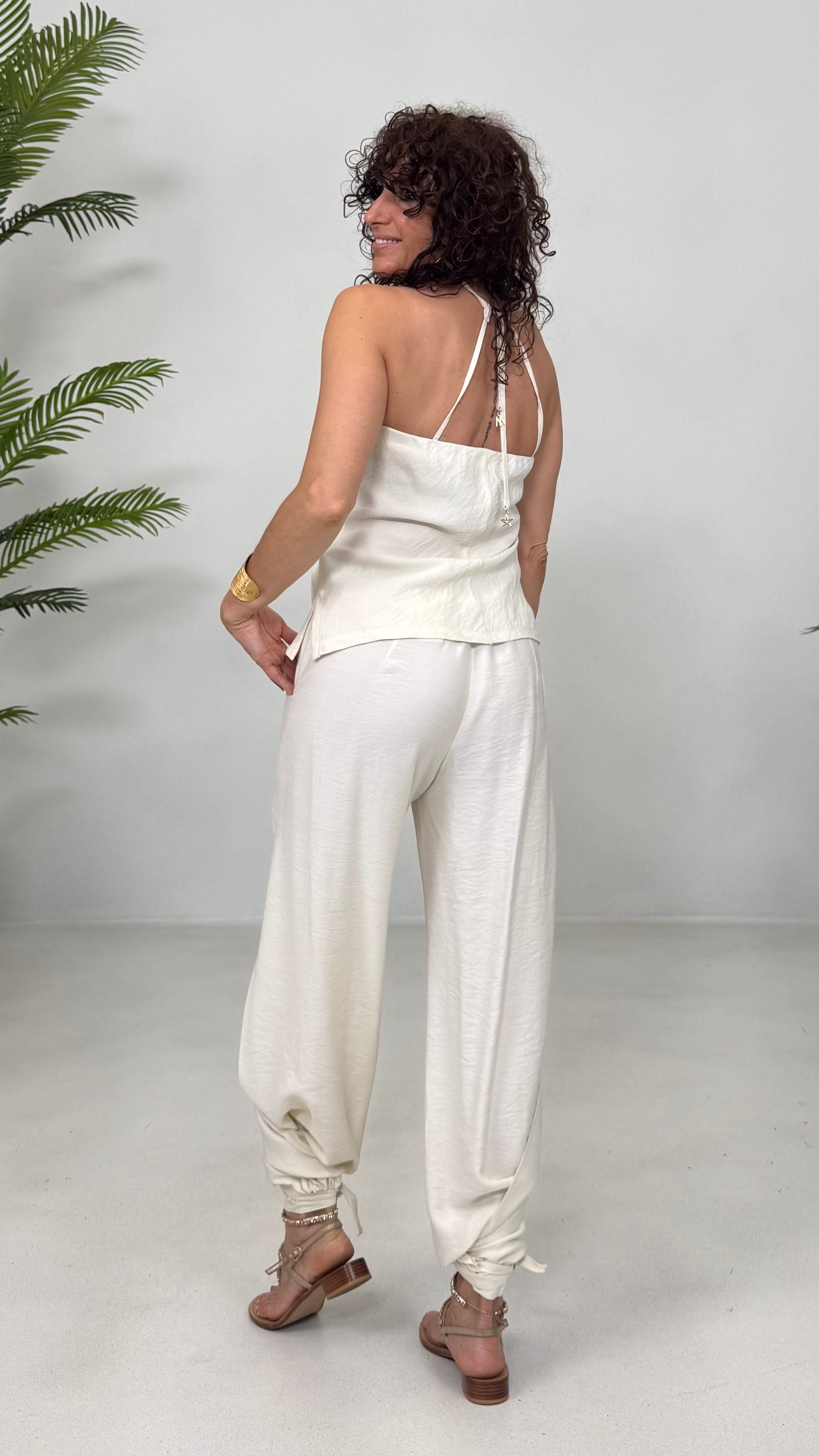 PANTALONE ODALISCA CON SPACCHI IN VISCOSA CRASH